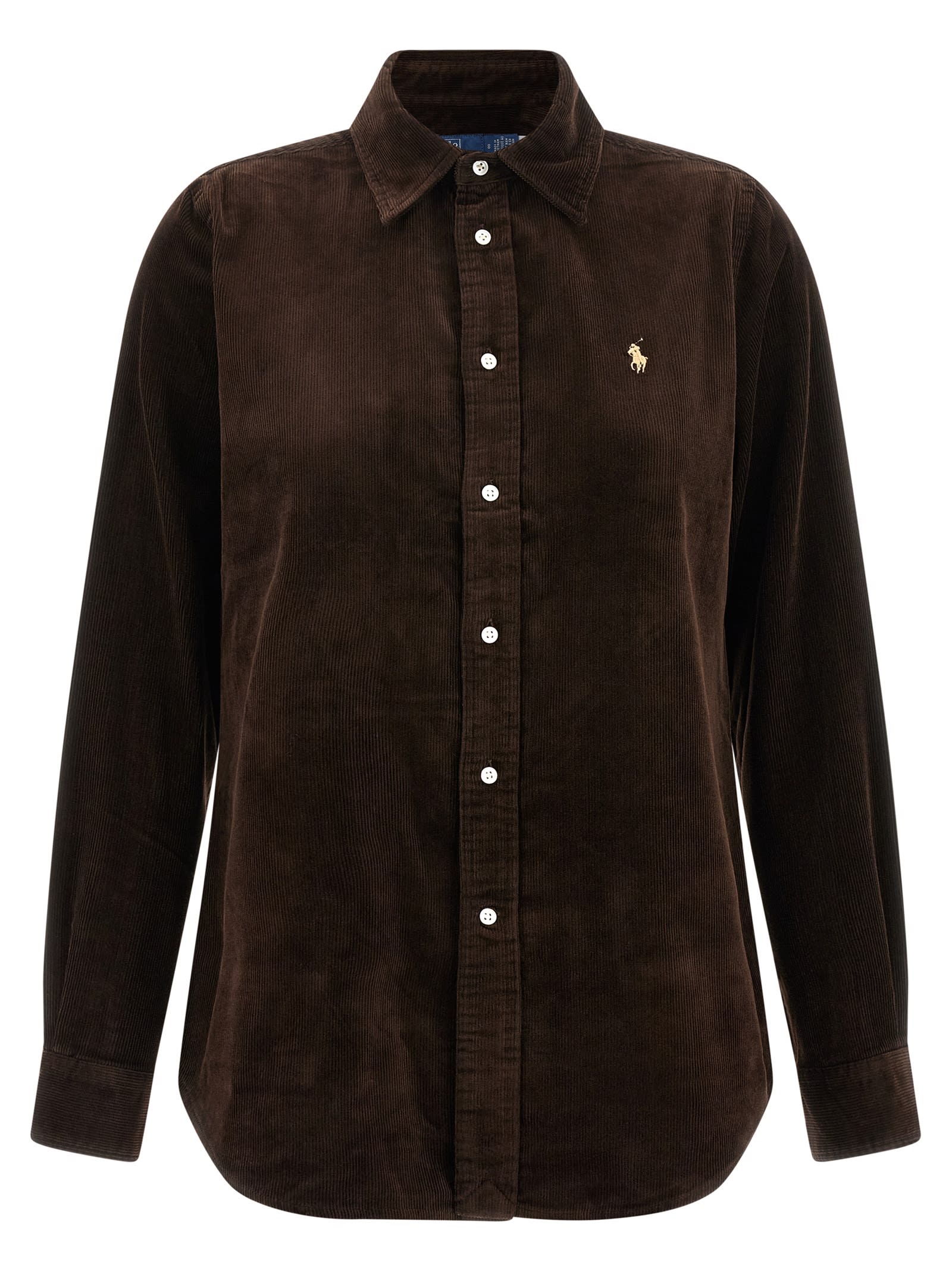 Polo Ralph Lauren Womens Dark Beech Polo-pony Embroidered Cotton-corduroy Shirt In Brown