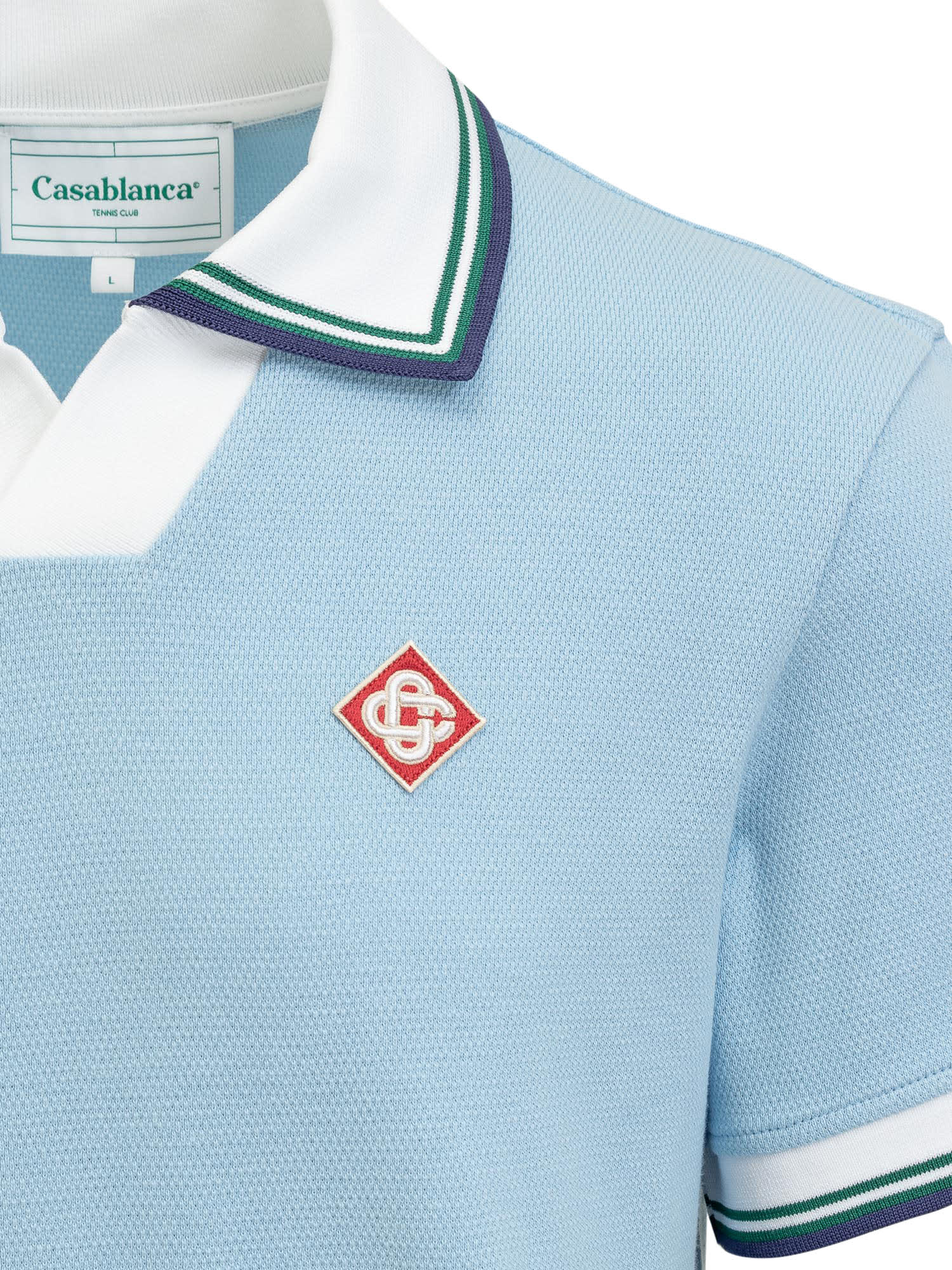 Shop Casablanca Diamond Logo Polo Shirt In Pale Blue