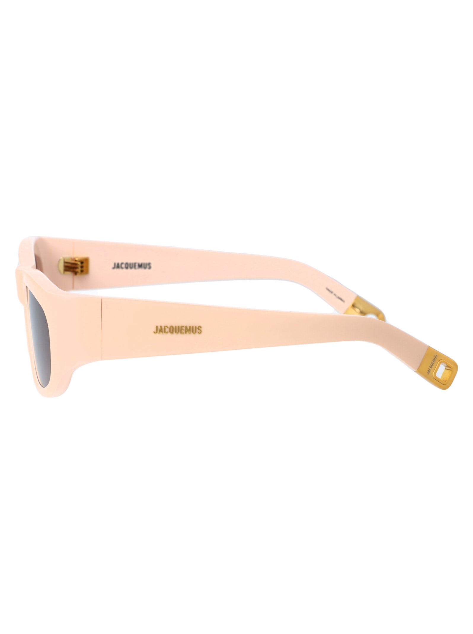 Shop Jacquemus Pilota Sunglasses In 02 Cream/ Yellow Gold/ Brown