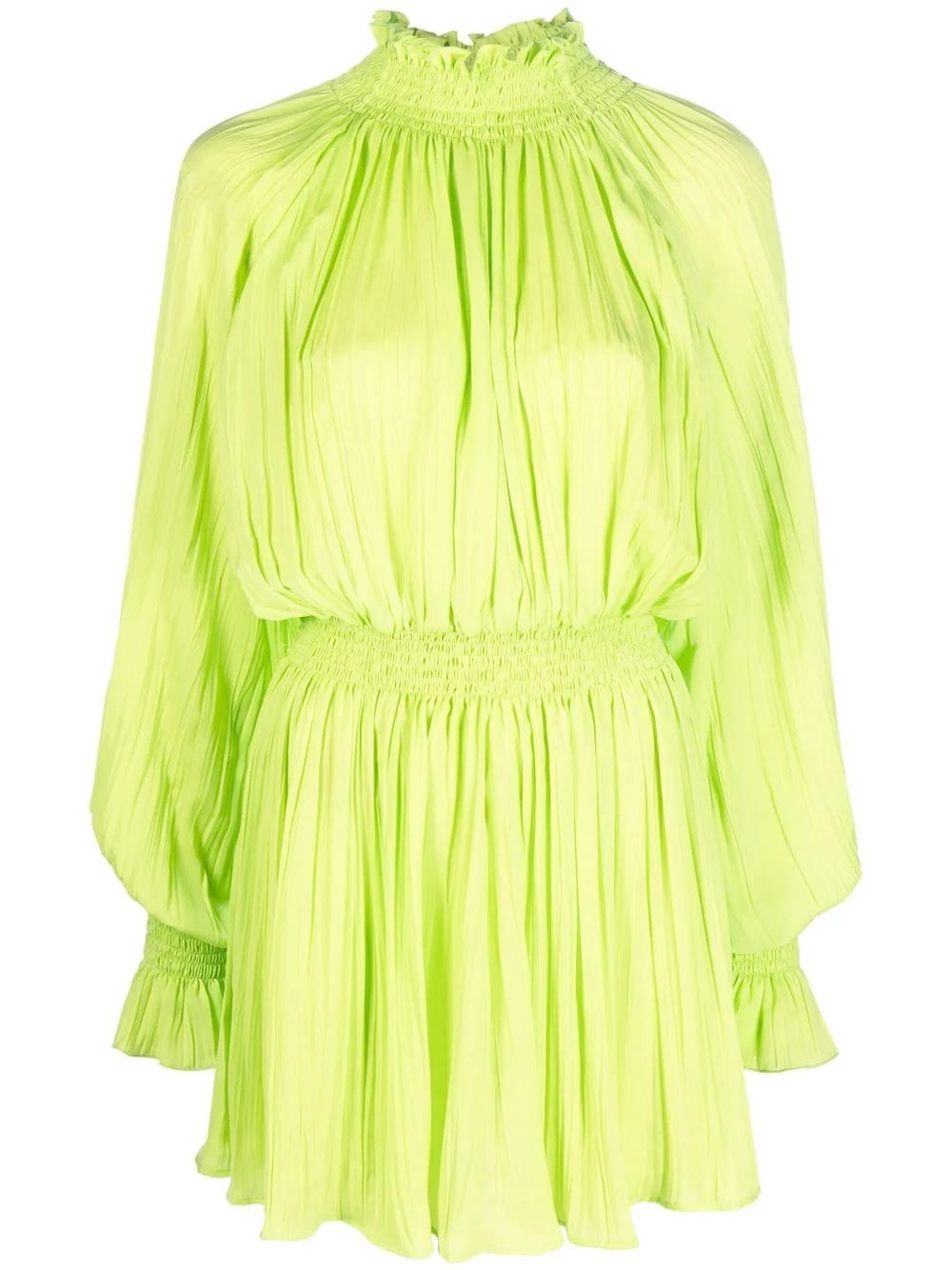 MSGM Short Lime Green Pleated Dress