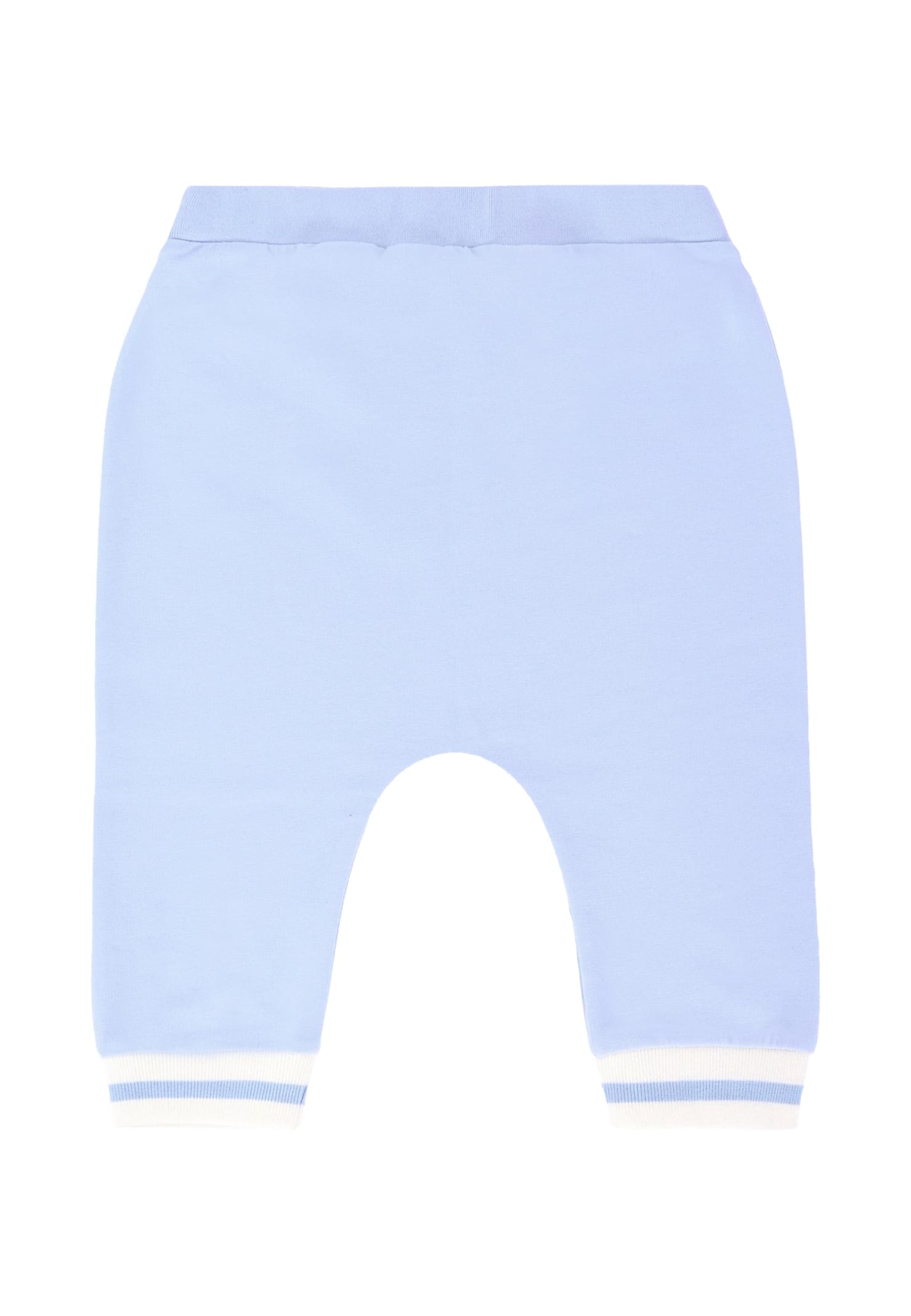 Fendi Light Blue Trousers For Baby Boy With Logo In Blue