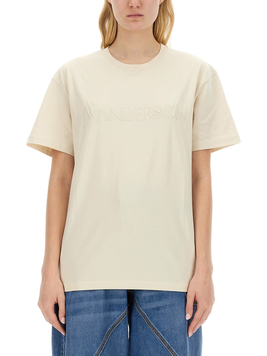 Shop Jw Anderson T-shirt With Logo In Beige