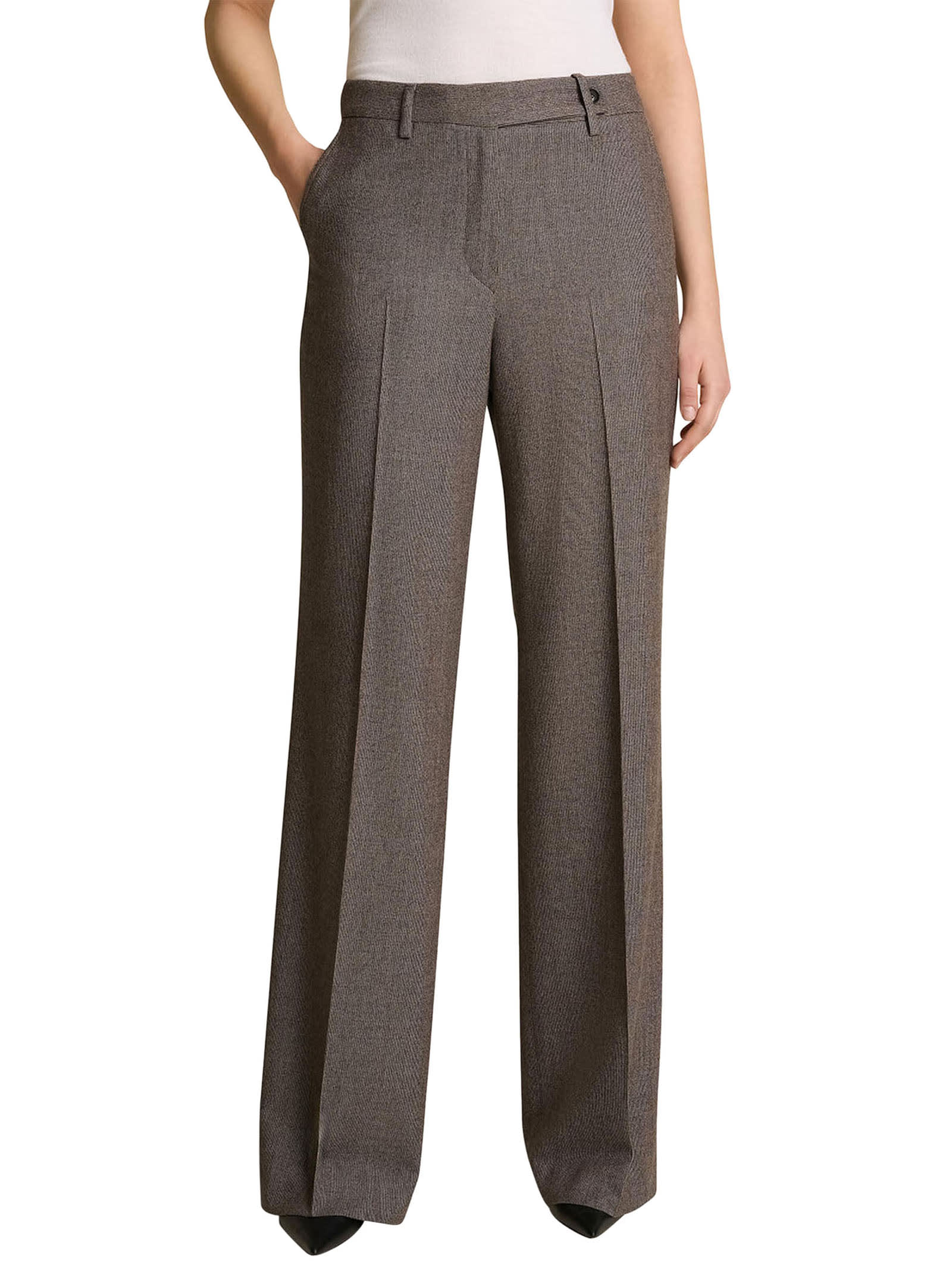 Shop Kiton Trousers Virgin Wool In Beige