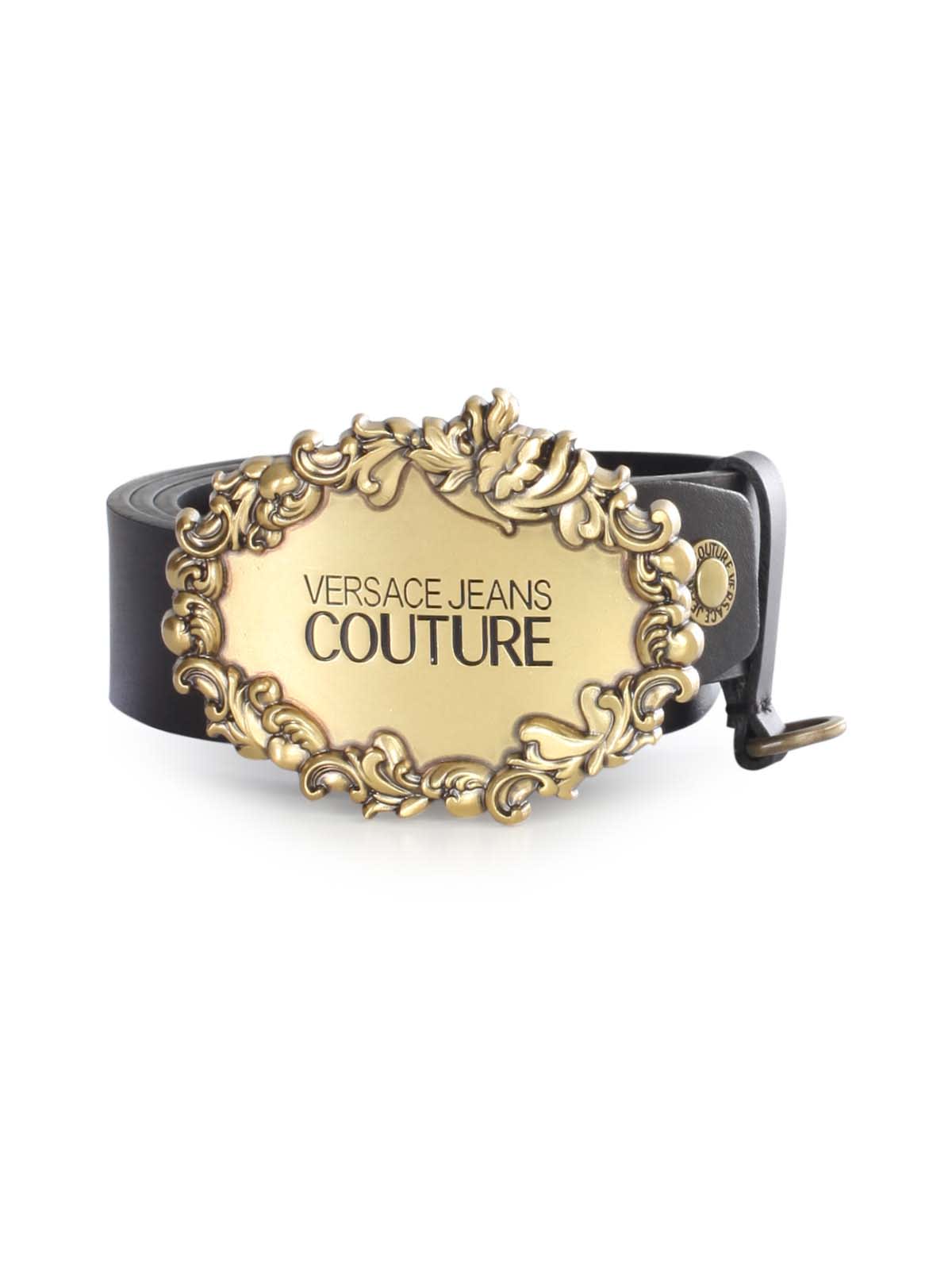 Versace Jeans Couture Printed Belt W/circle Buckle