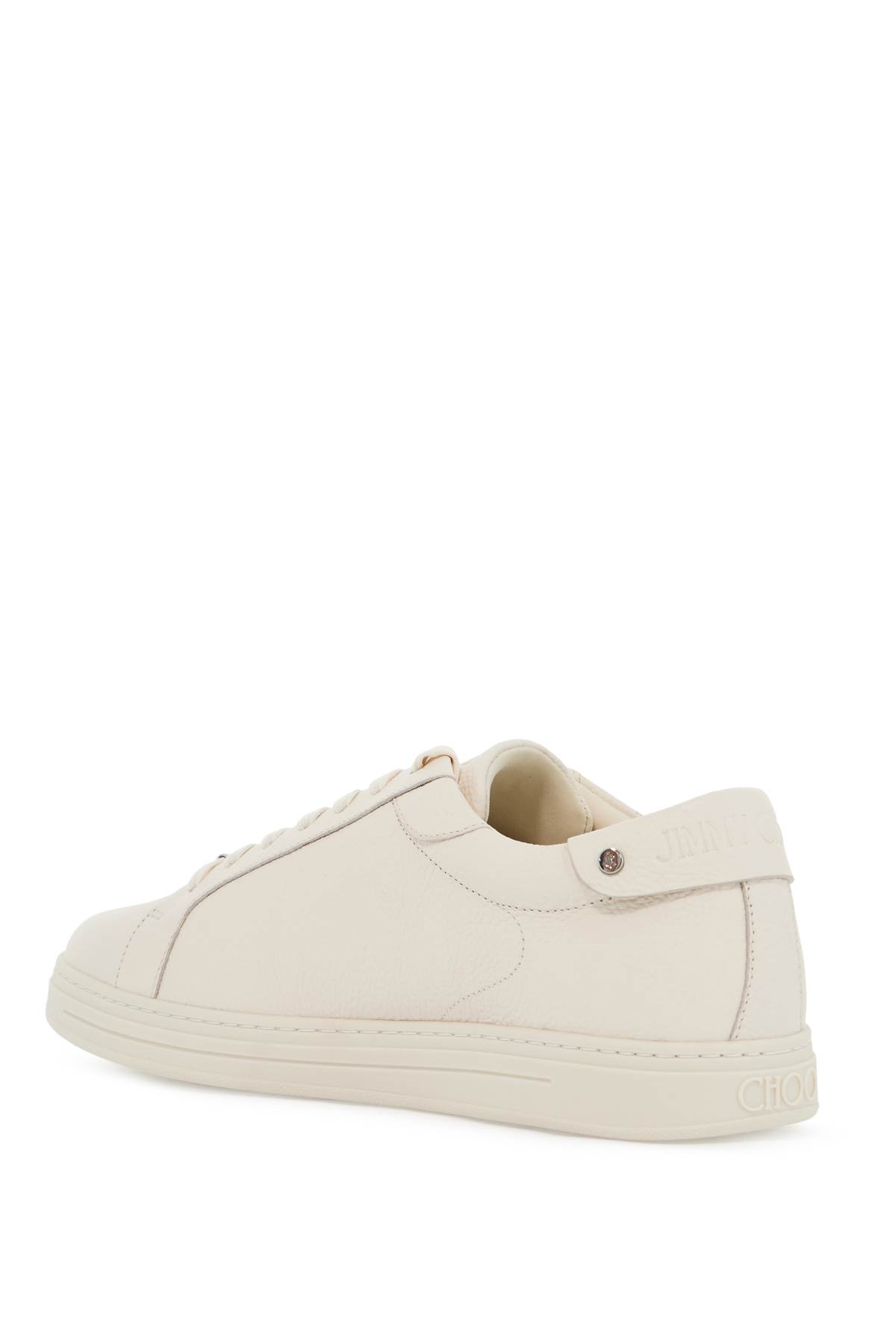 Shop Jimmy Choo Hammered Leather Rome Sneakers In V Latte (white)