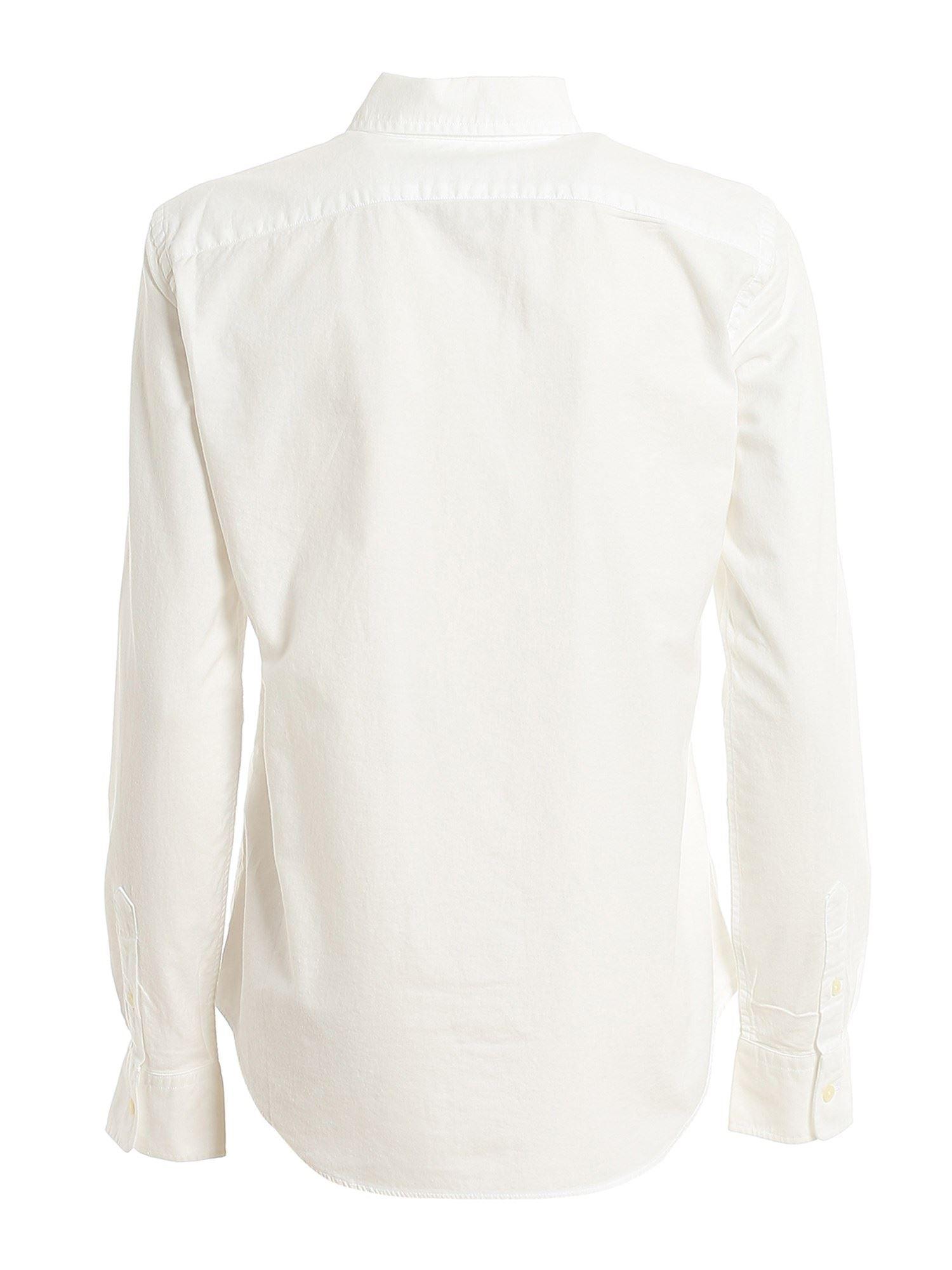 Shop Ralph Lauren Logo Embroidered Long-sleeve Shirt In White