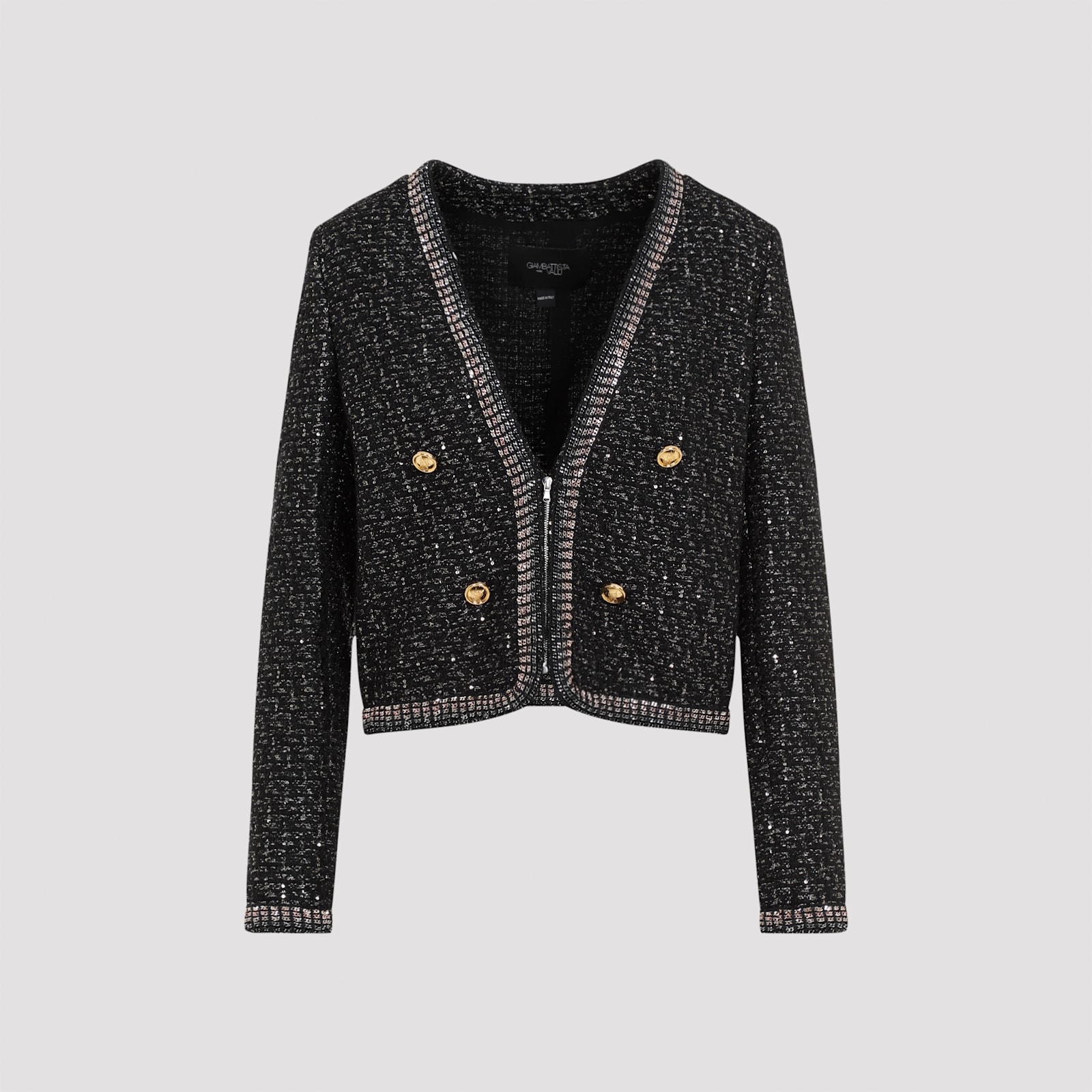 Shop Giambattista Valli Bouclé Jacket In Black Silver