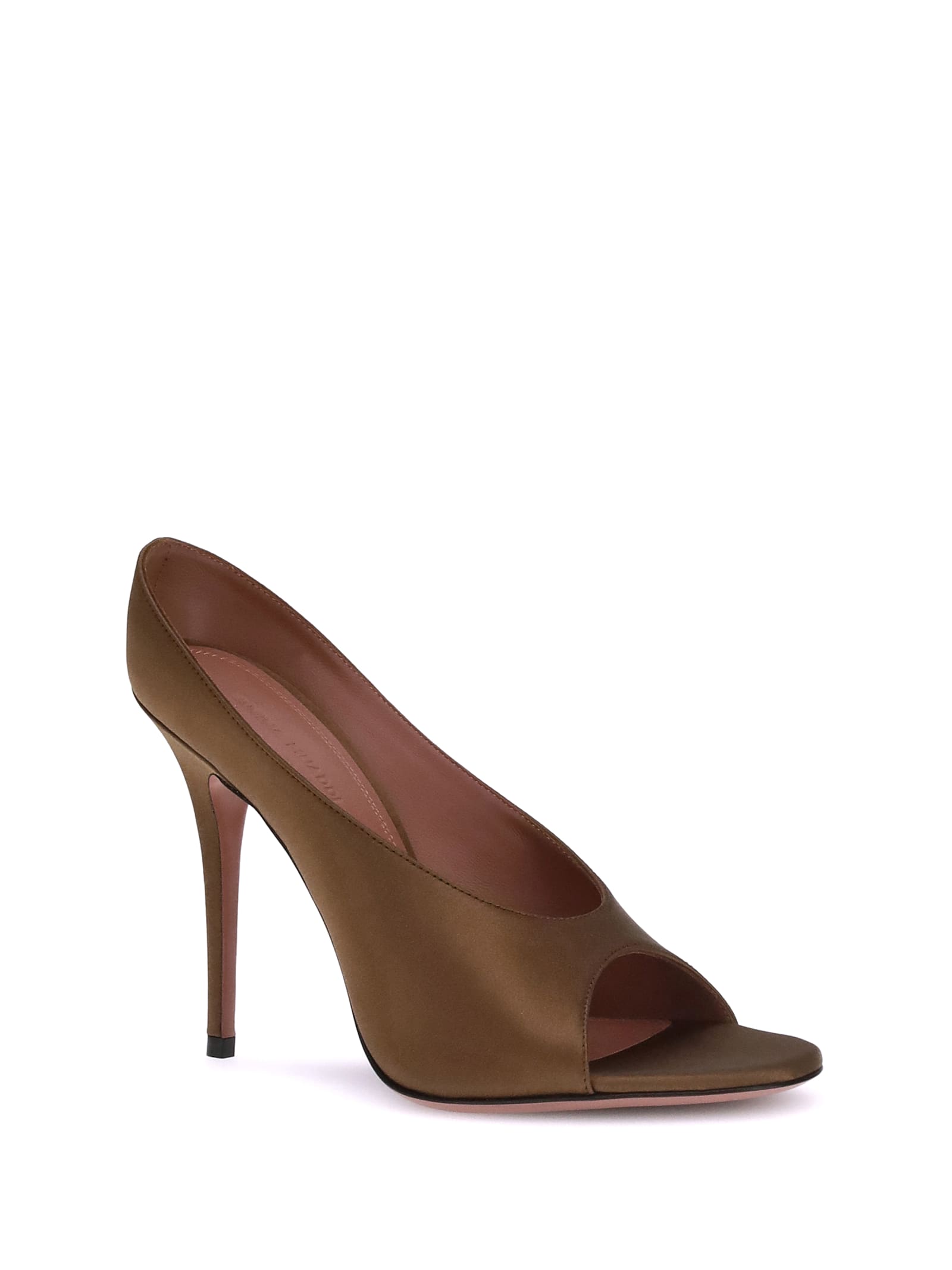 Amina Muaddi 105mm Anok Satin Peep-toe Sandals In Brown