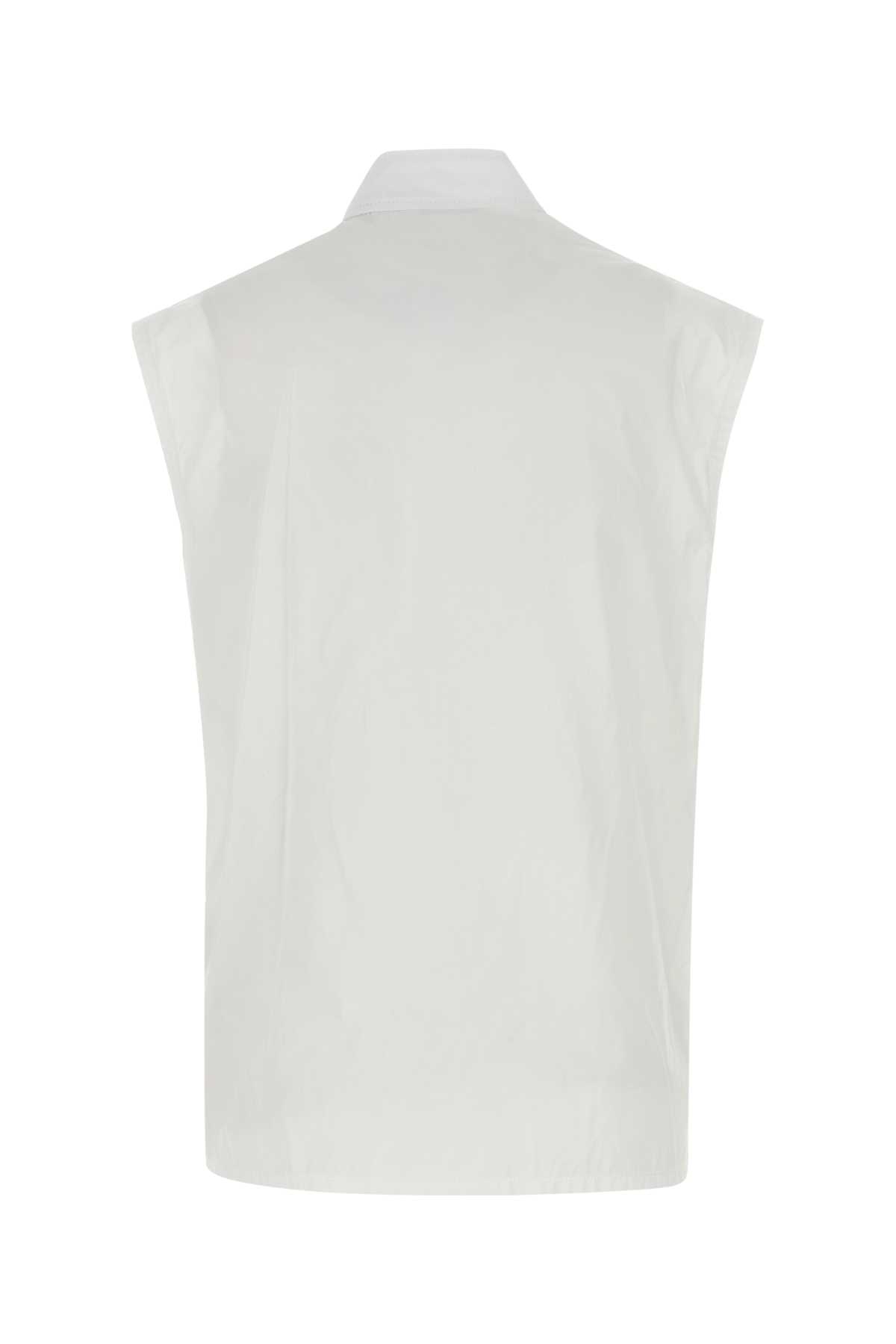 Burberry High Neck Cotton Vest In White