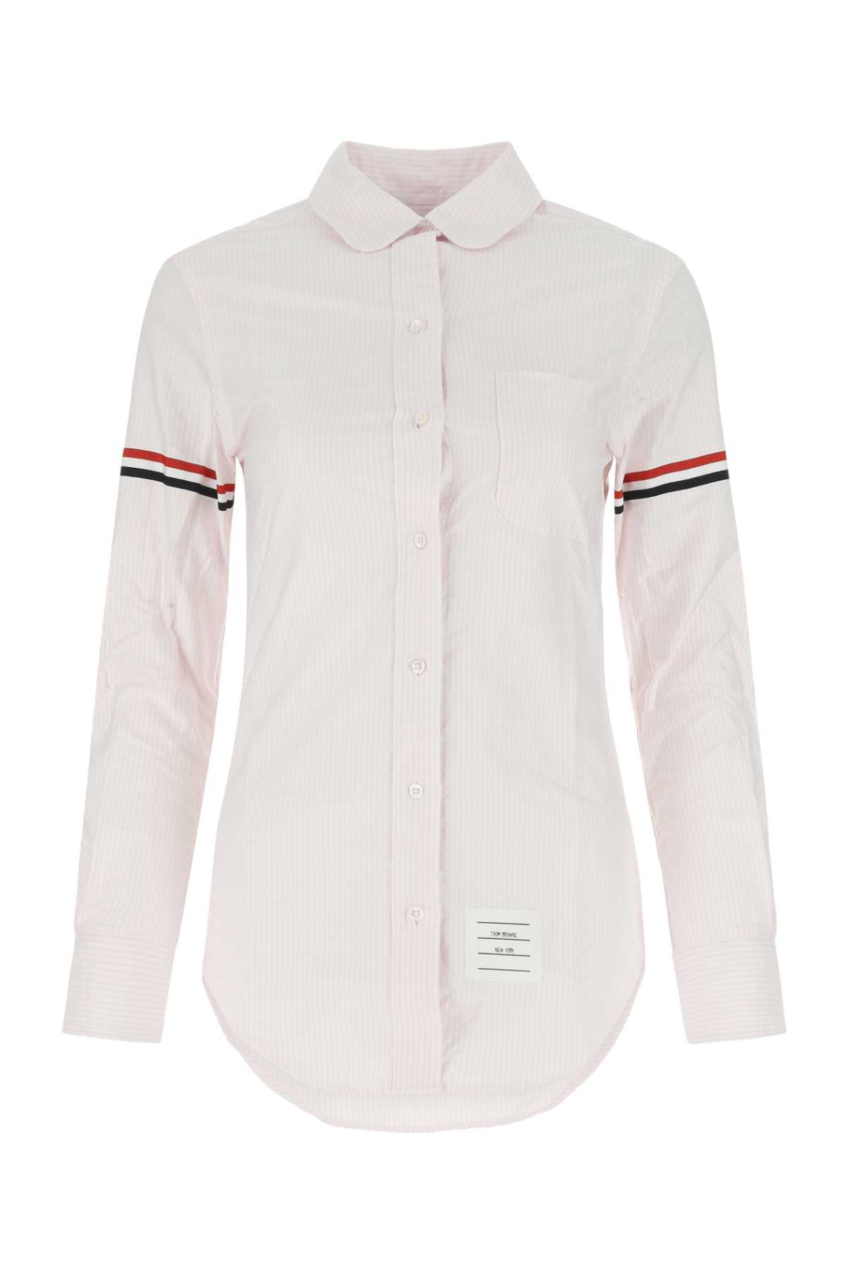 Shop Thom Browne Embroidered Cotton Shirt In Ltpink