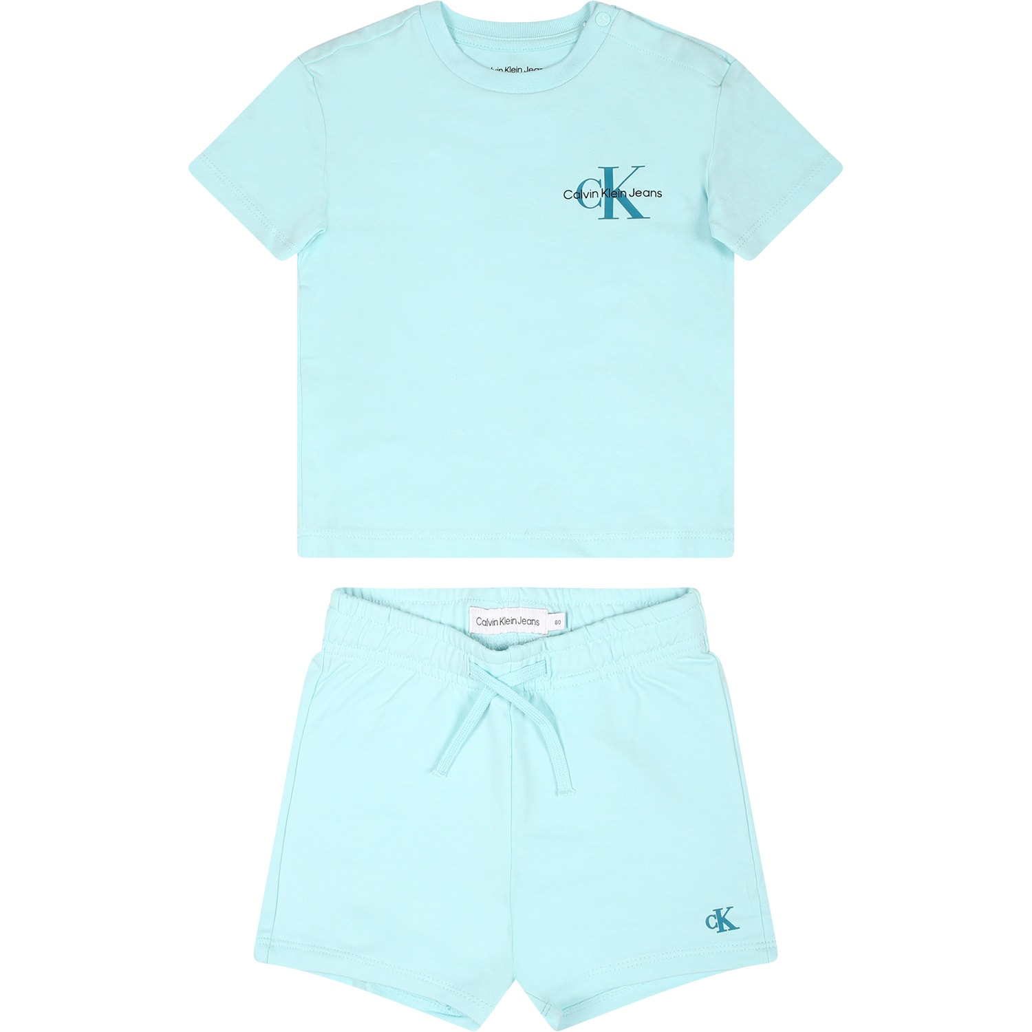 Calvin Klein Light Blue Suit For Babykids With Logo