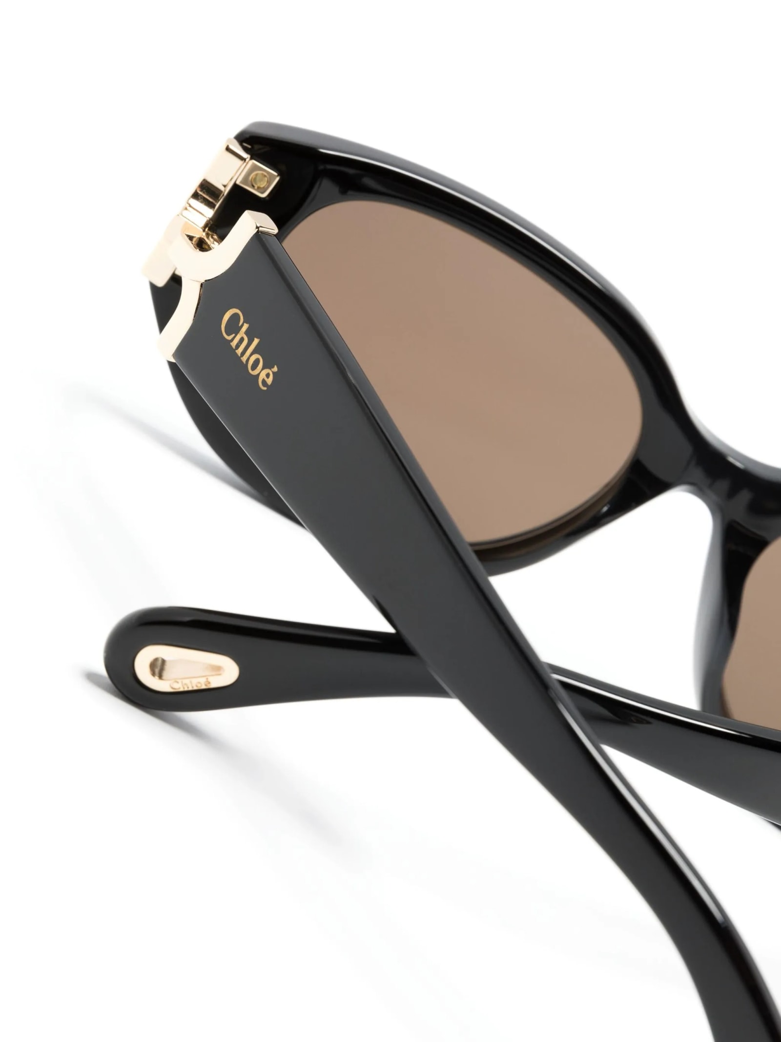 Shop Chloé Black Oval-frame Sunglasses