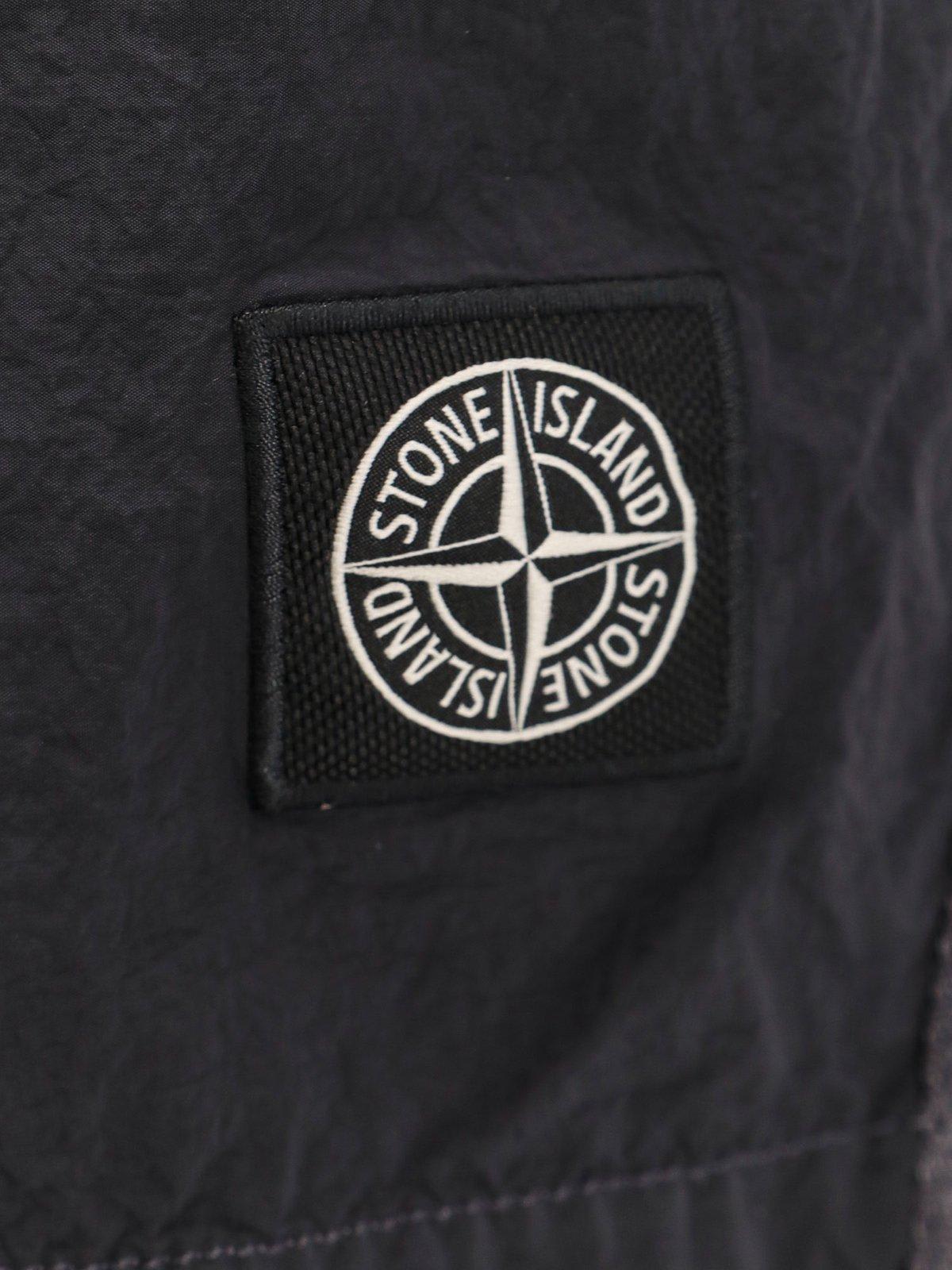 Shop Stone Island Compass Patch Swim Shorts Shorts In Antracite