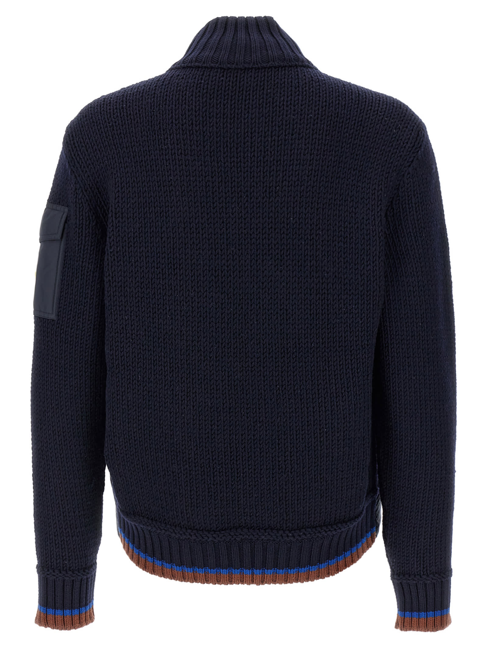 Shop Moncler Tricot Cardigan In Blue