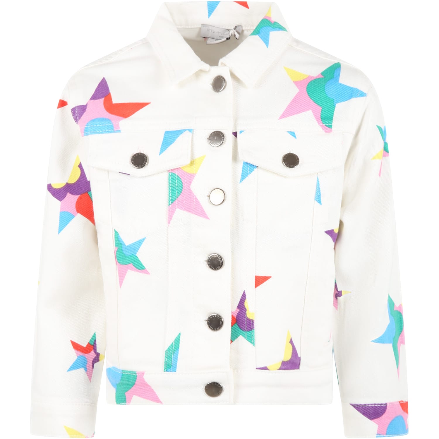 Stella Mccartney Kids' White Jacket For Girl With Colorful Stars