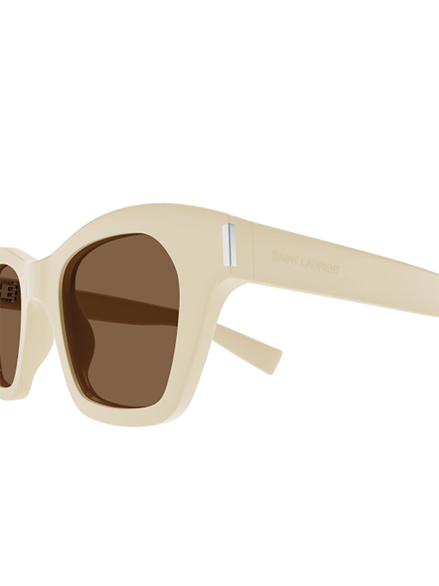 Shop Saint Laurent Sl 592 Sunglasses In Ivory Ivory Brown