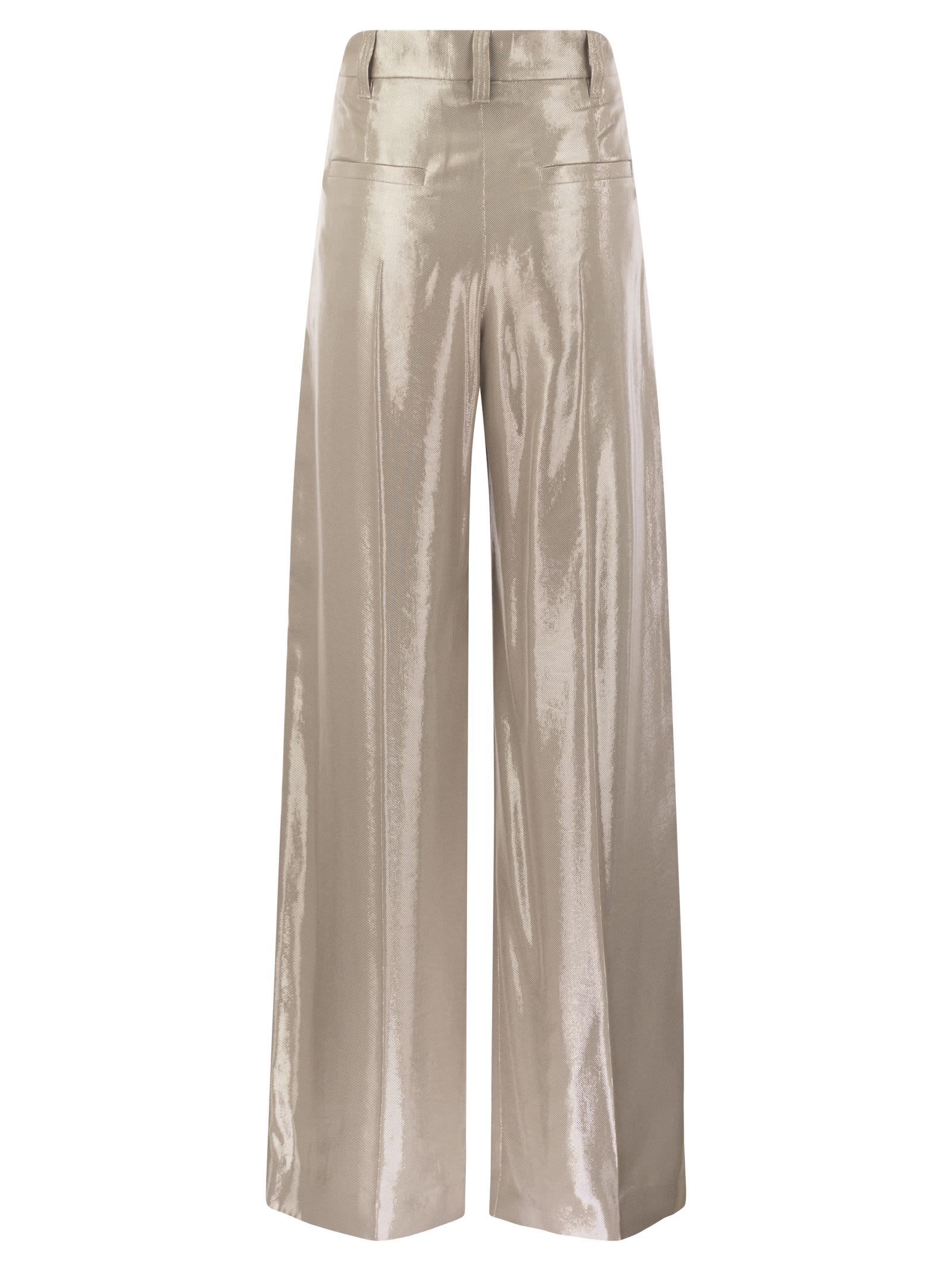 Shop Brunello Cucinelli Sparkling Gabardine Wide Sartorial Trousers In Sand