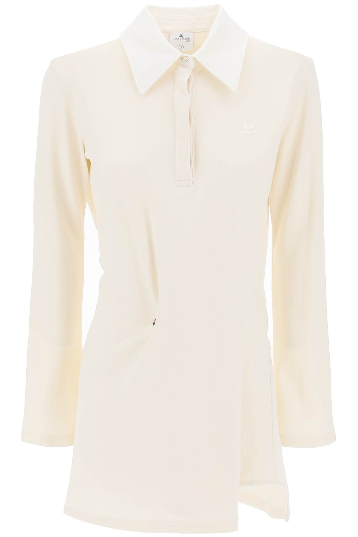 Shop Courrèges Twisted Polo Mini Dress In Natural (white)