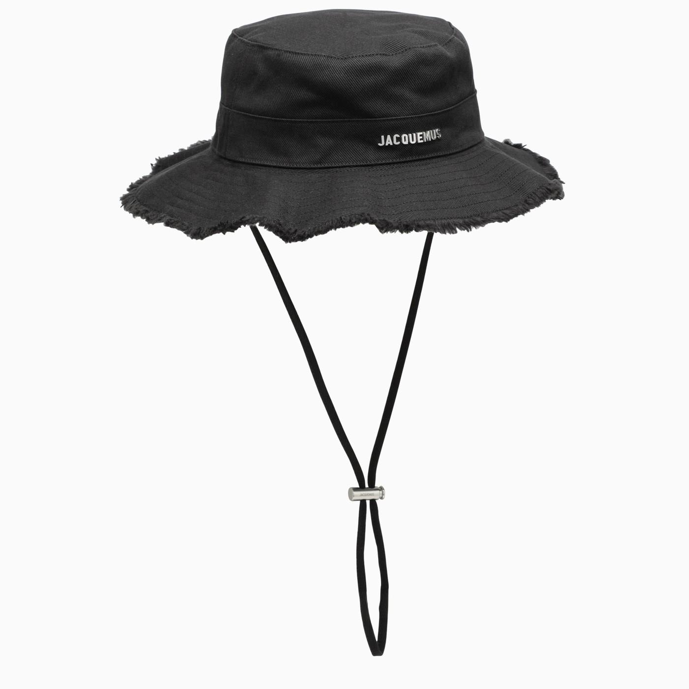 Shop Jacquemus Le Bob Artichaut Black Cotton Hat In 990 Black