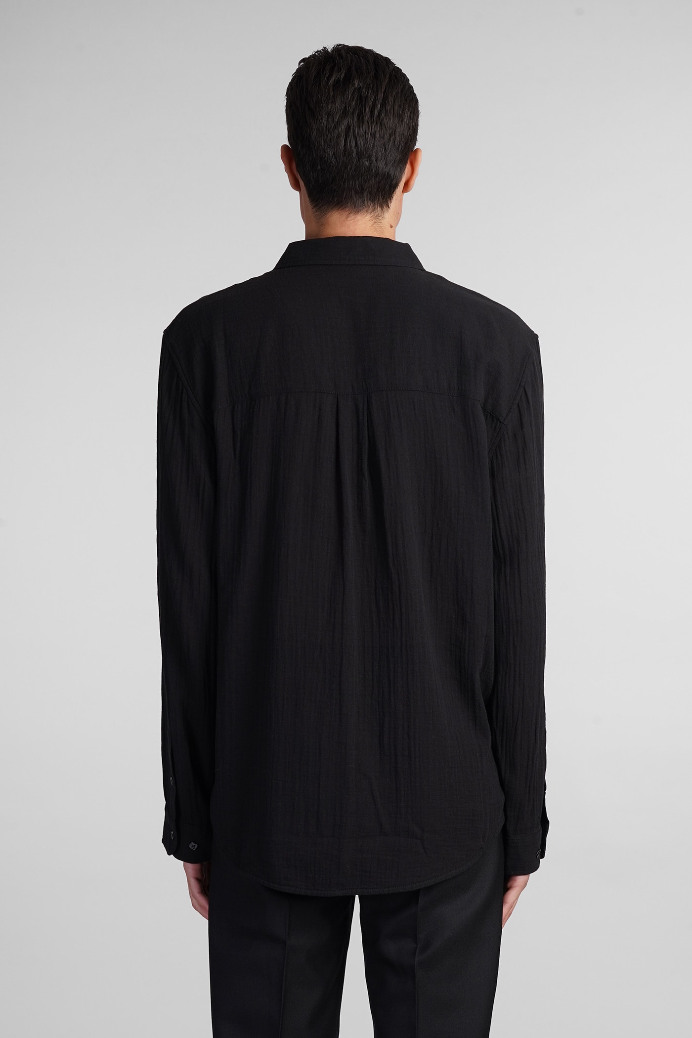 Shop Séfr Leo Shirt Shirt In Black Cotton