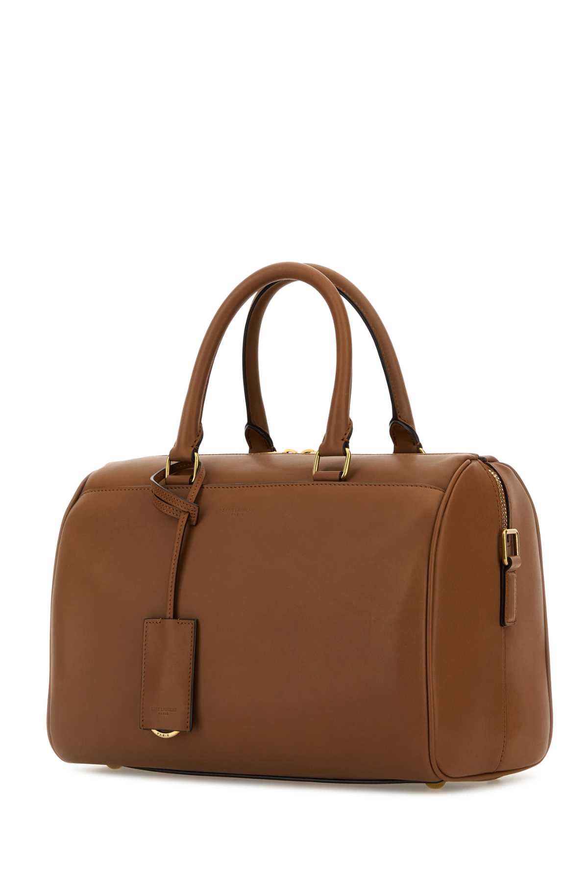 Saint Laurent Structured Leather Handbag Top Handles In Brown
