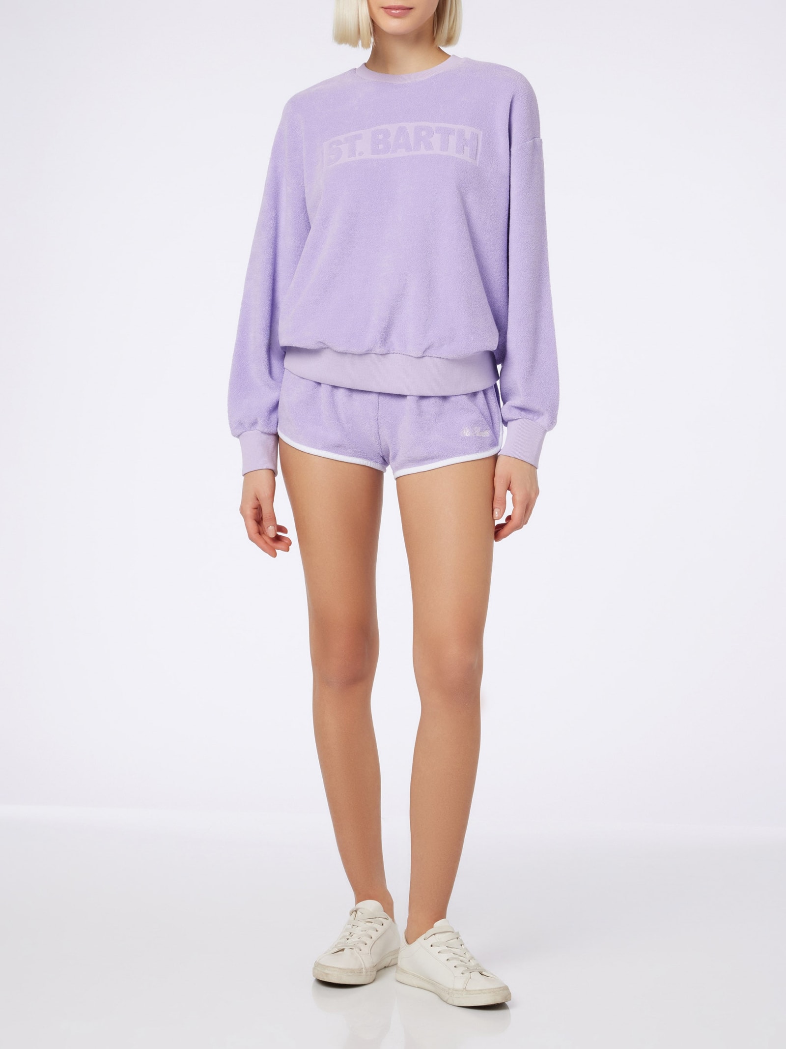 Mc2 Saint Barth Woman Terry Cotton Pull Up Shorts Francine In Pink