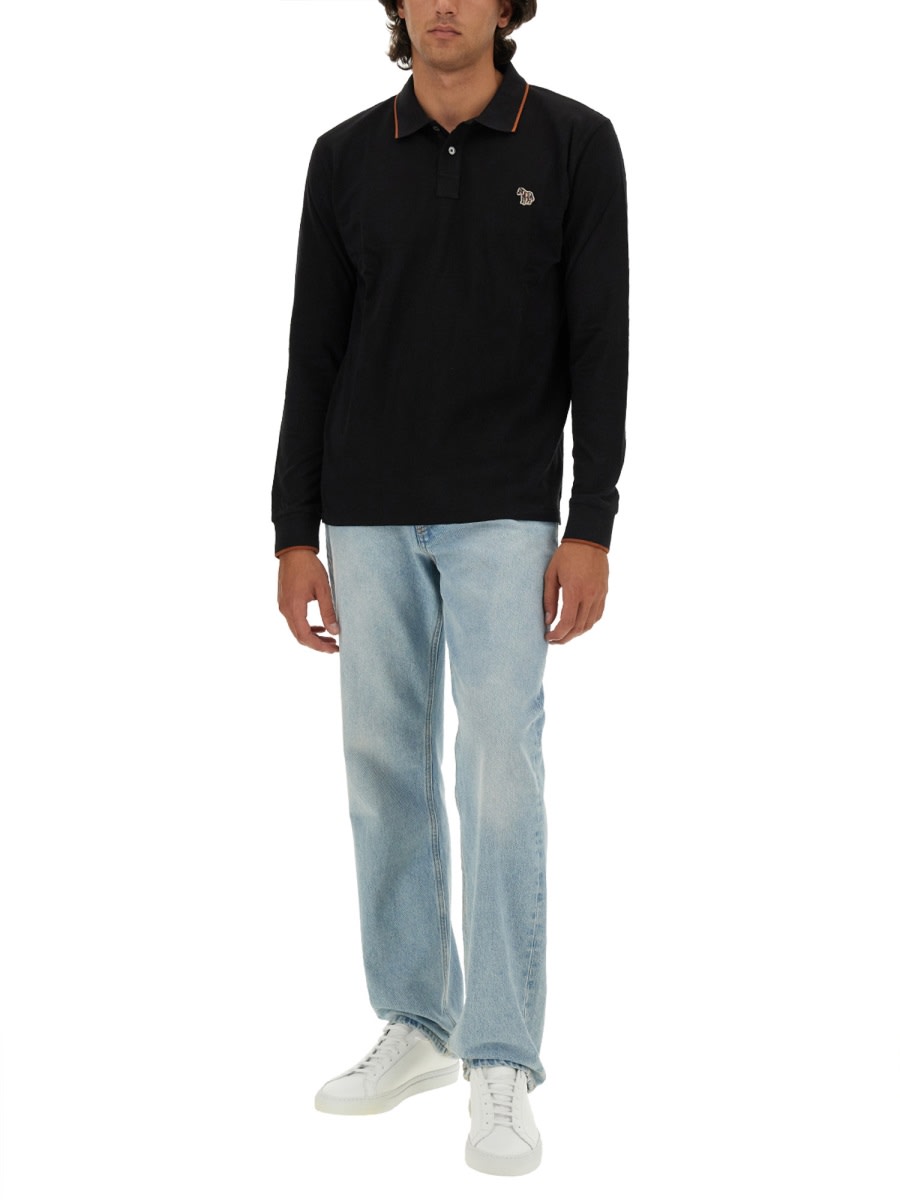 Ps By Paul Smith Ps Paul Smith Polo Shirt With Zebra Patch In Black