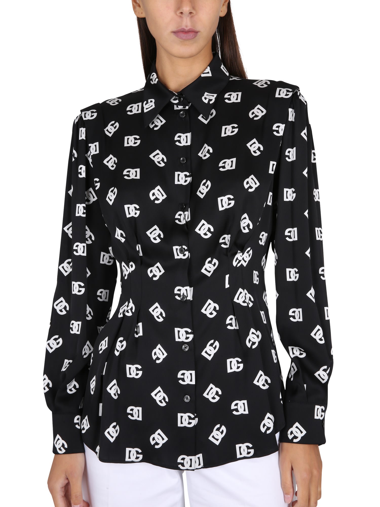 Shop Dolce & Gabbana Charmeuse Shirt In Nero/bianco