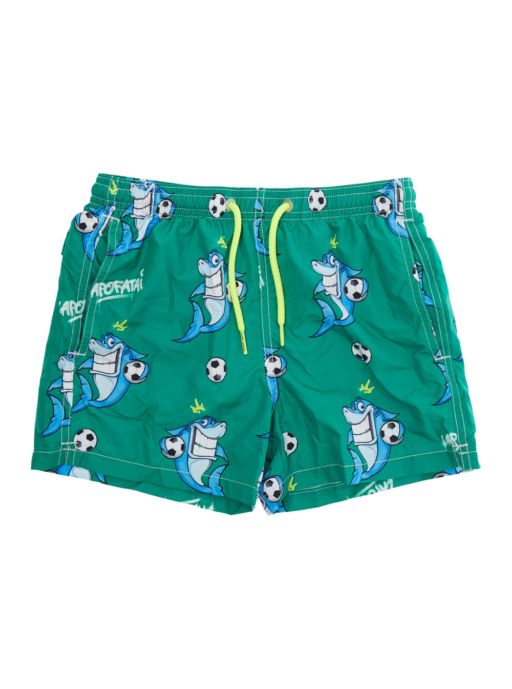 MC2 SAINT BARTH JEAN LIGHTING GREEN SWIM SHORTS WITH ELASTIC DRAWSTRING WAIST AND ALL-OVER PRINT IN TECH FABRIC BOY 