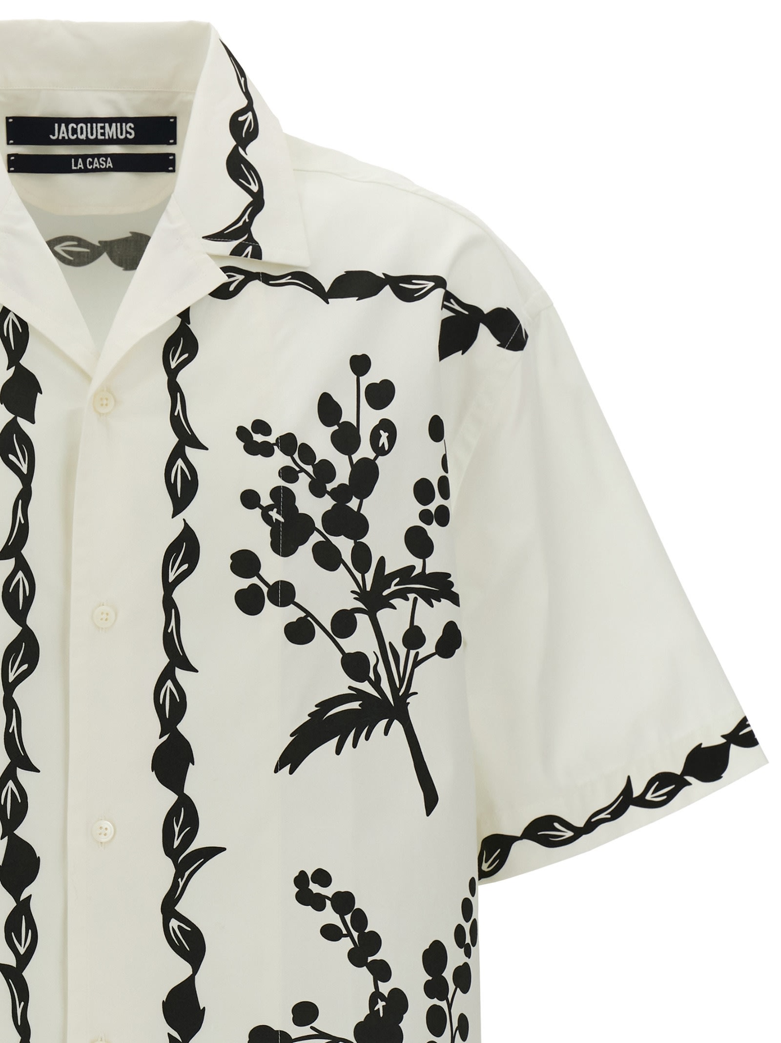 Shop Jacquemus La Chemise Jean Shirt In White/black