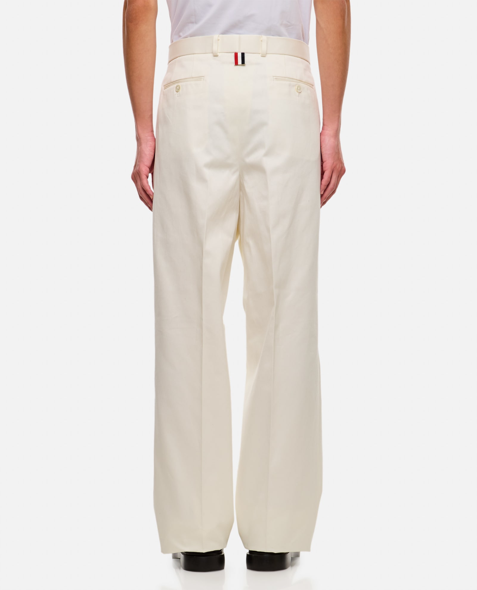 Shop Thom Browne Low Rise Beltloop Cotton Trouser In White