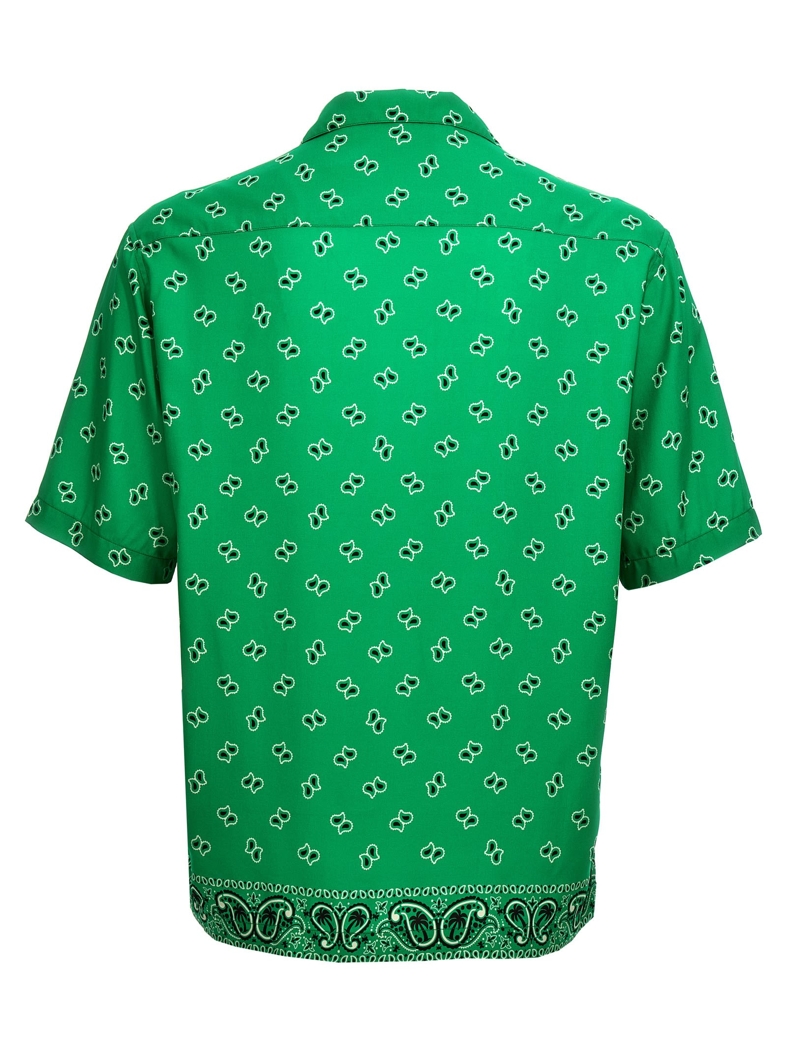 Shop Palm Angels Paisley Bowling Shirt In Green