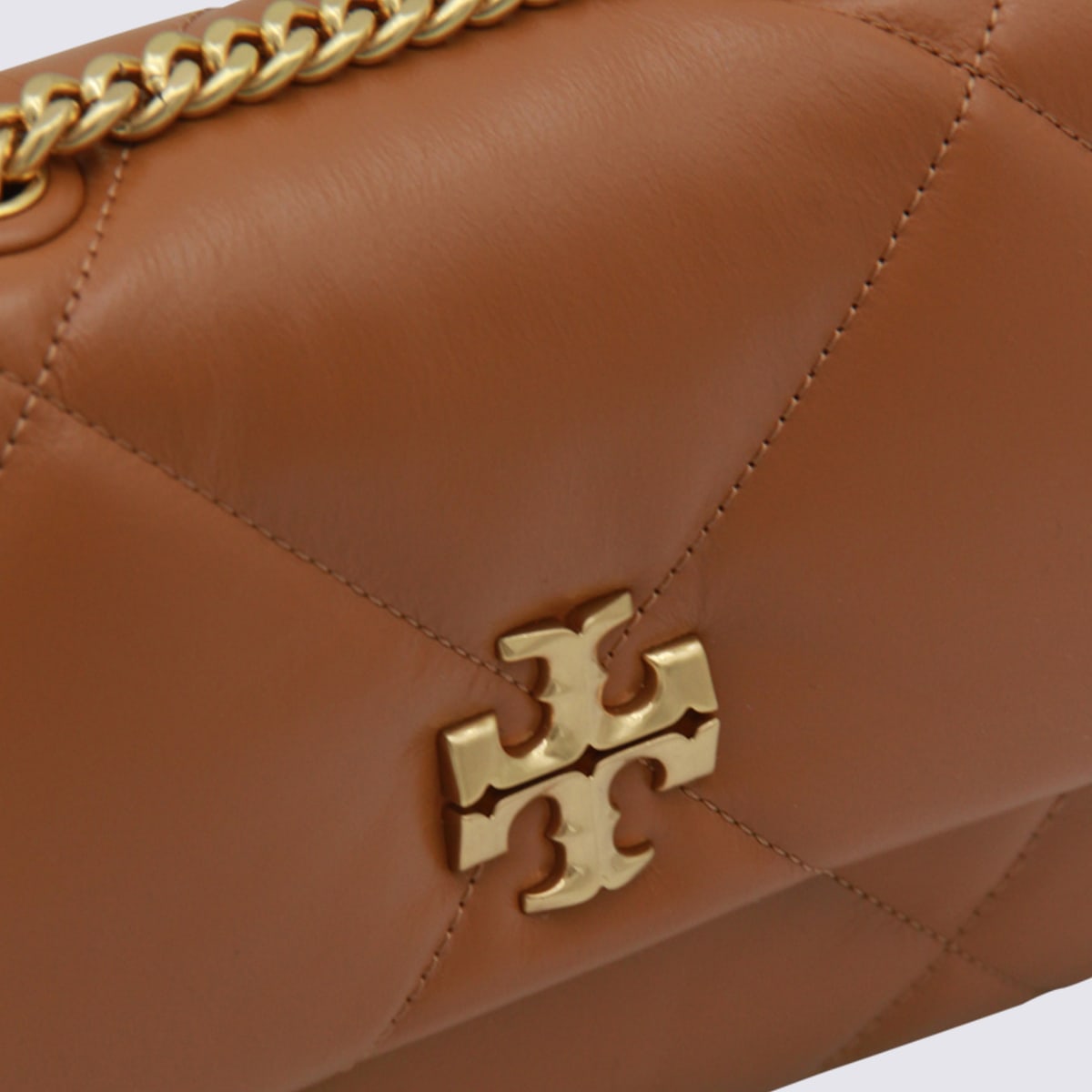 Tory Burch Brown Leather Kira Diamond Small Shoulder Bag