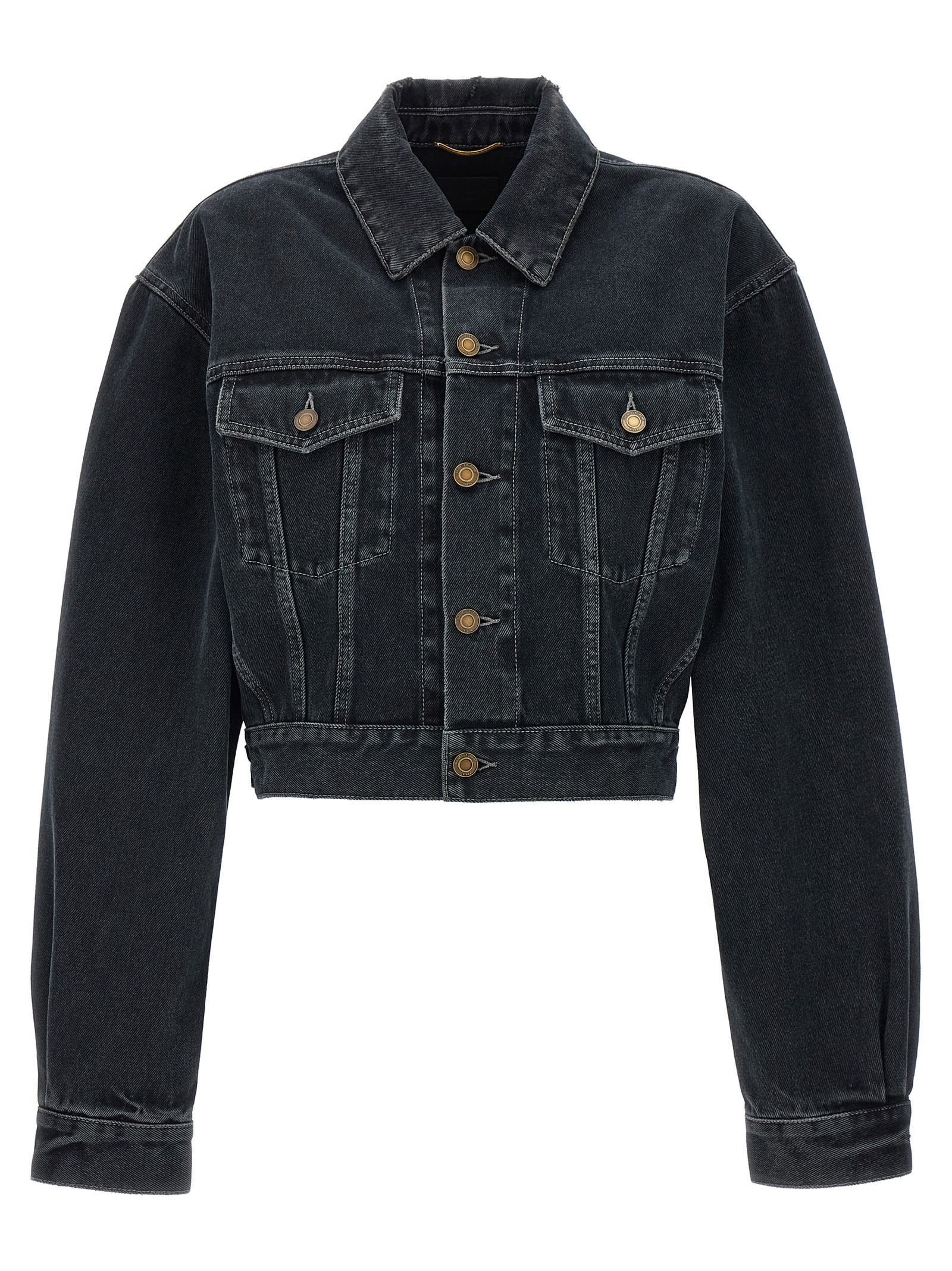 Shop Saint Laurent 80s Denim Jacket In Dark Blue Black