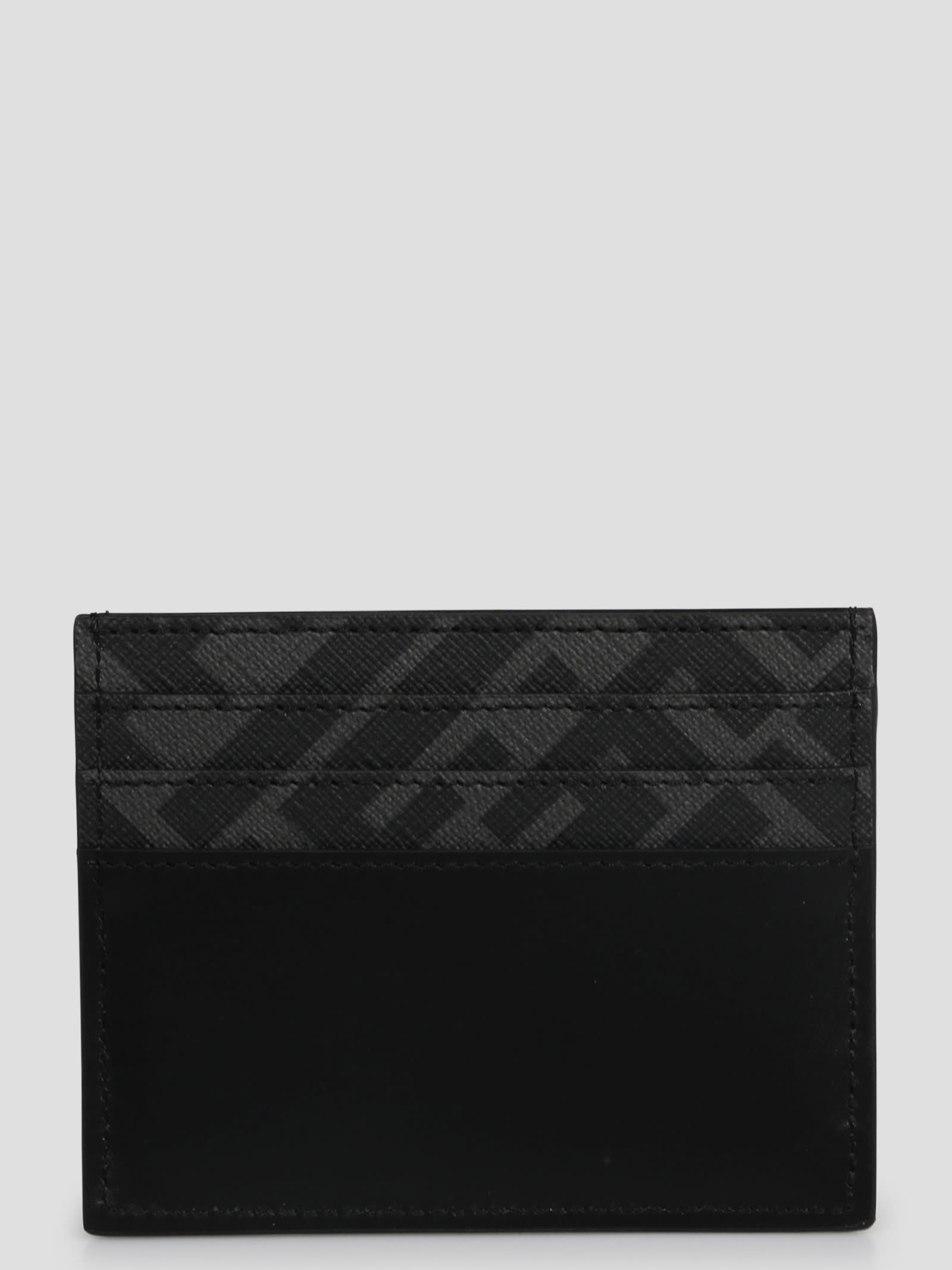 BLACK LEATHER FF SQUARED CARD HOLDER