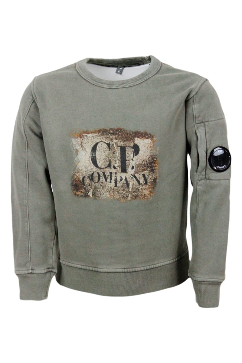 C.P. Company Long-sleeved Crewneck Sweatshirt In Breathable Fleece Cotton