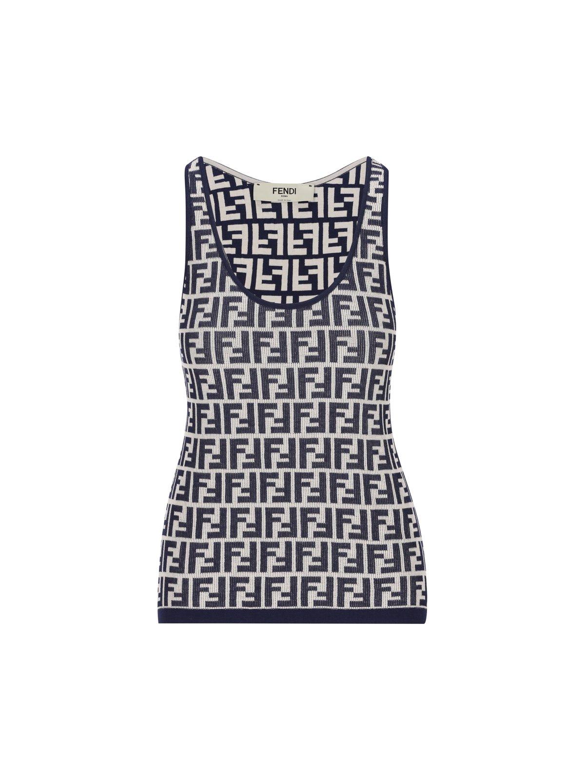 Shop Fendi Ff Jacquard Ribbed Tank Top