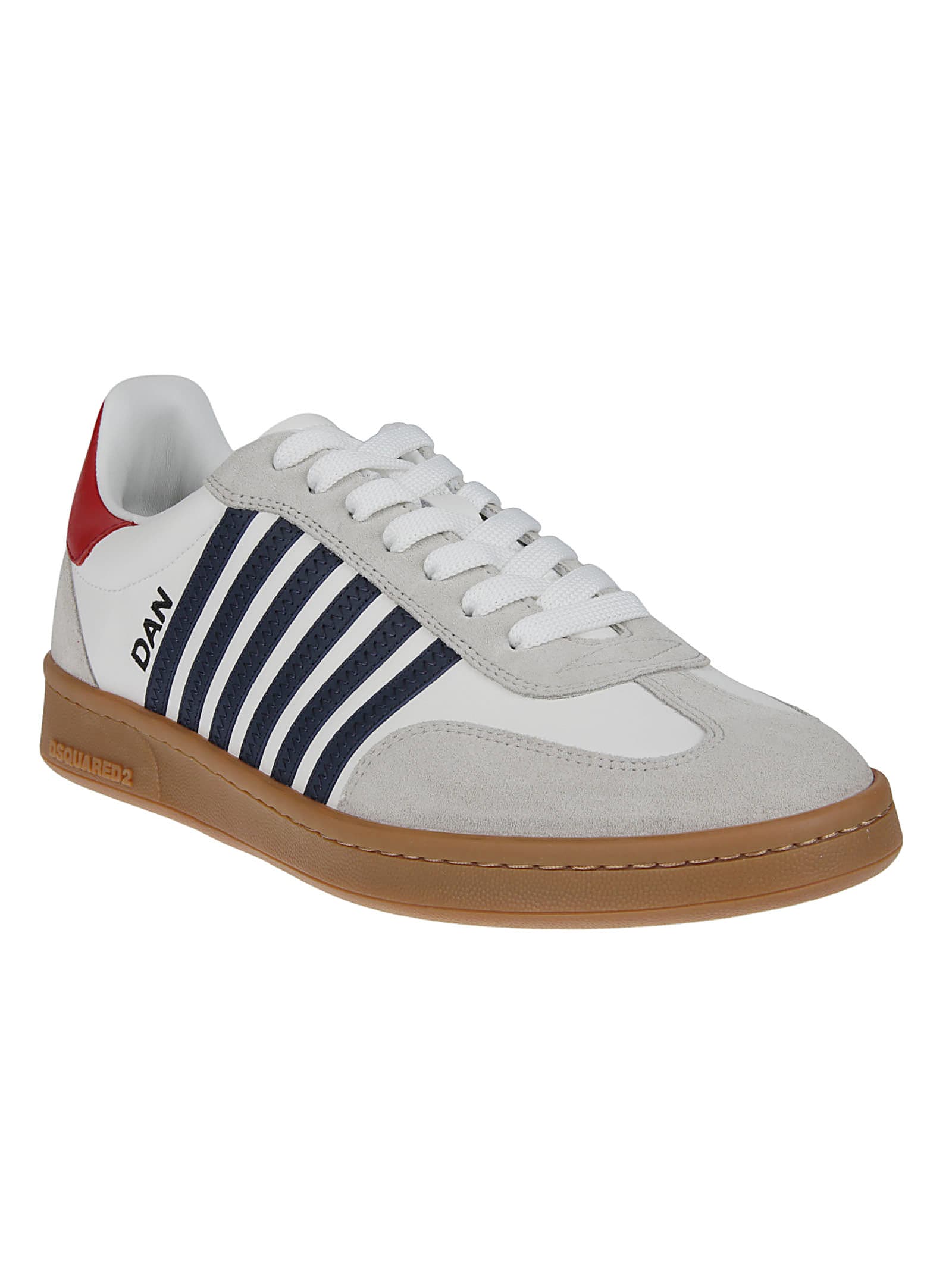 Shop Dsquared2 Boxer Lace-up Low Top Sneakers In Bianco/blu/rosso