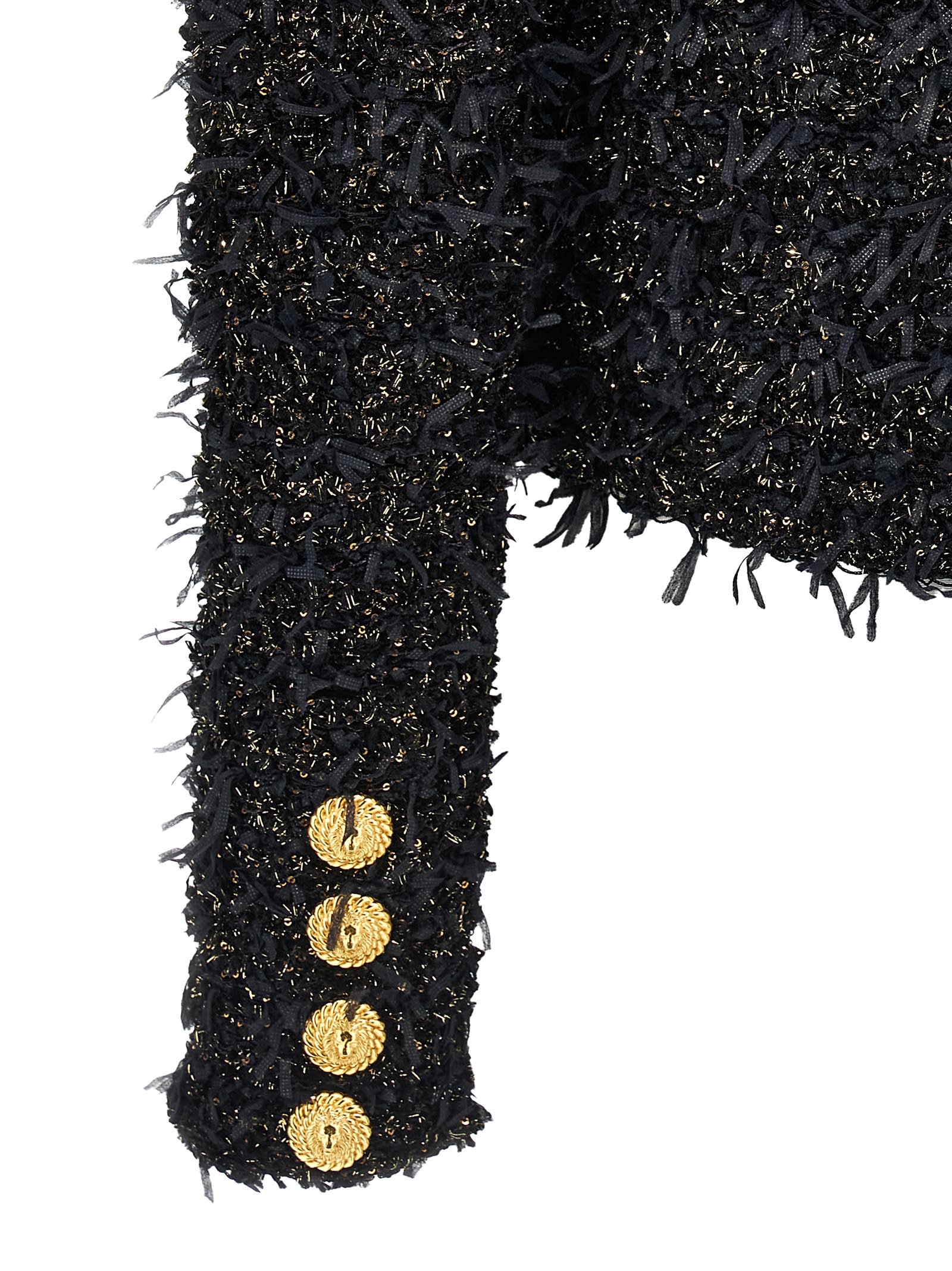 Shop Balmain Lurex Tweed Blazer In Black