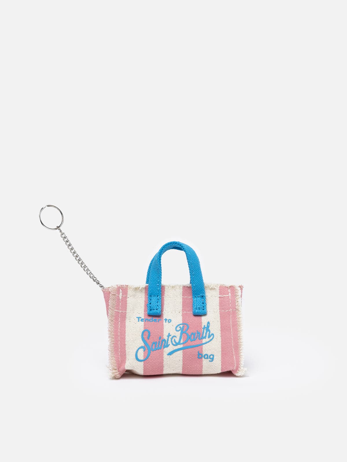 Mc2 Saint Barth Pink Striped Cotton Canvas Key Holder In Pink