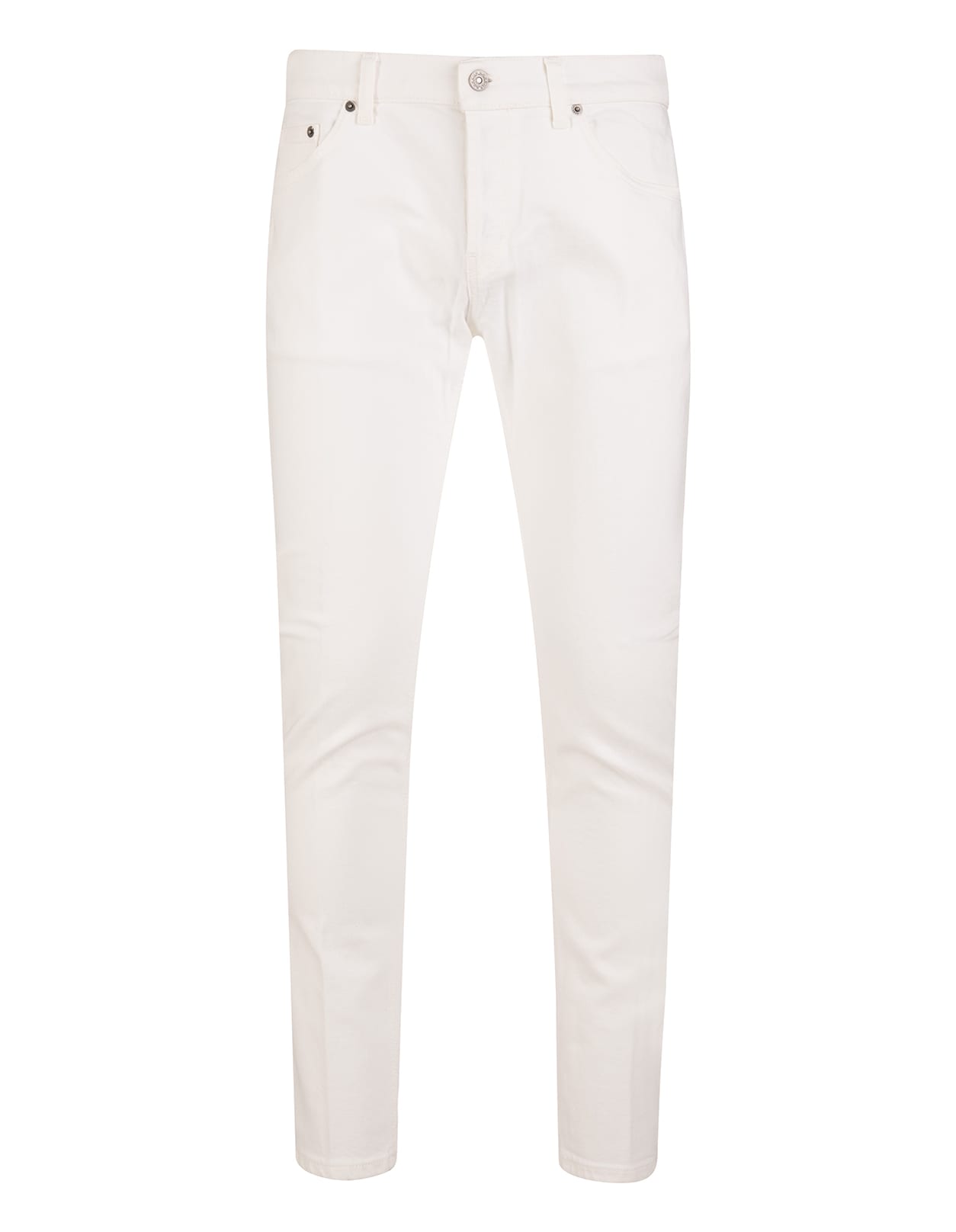 Dondup Man Mius Slim Jeans In White Stretch Denim