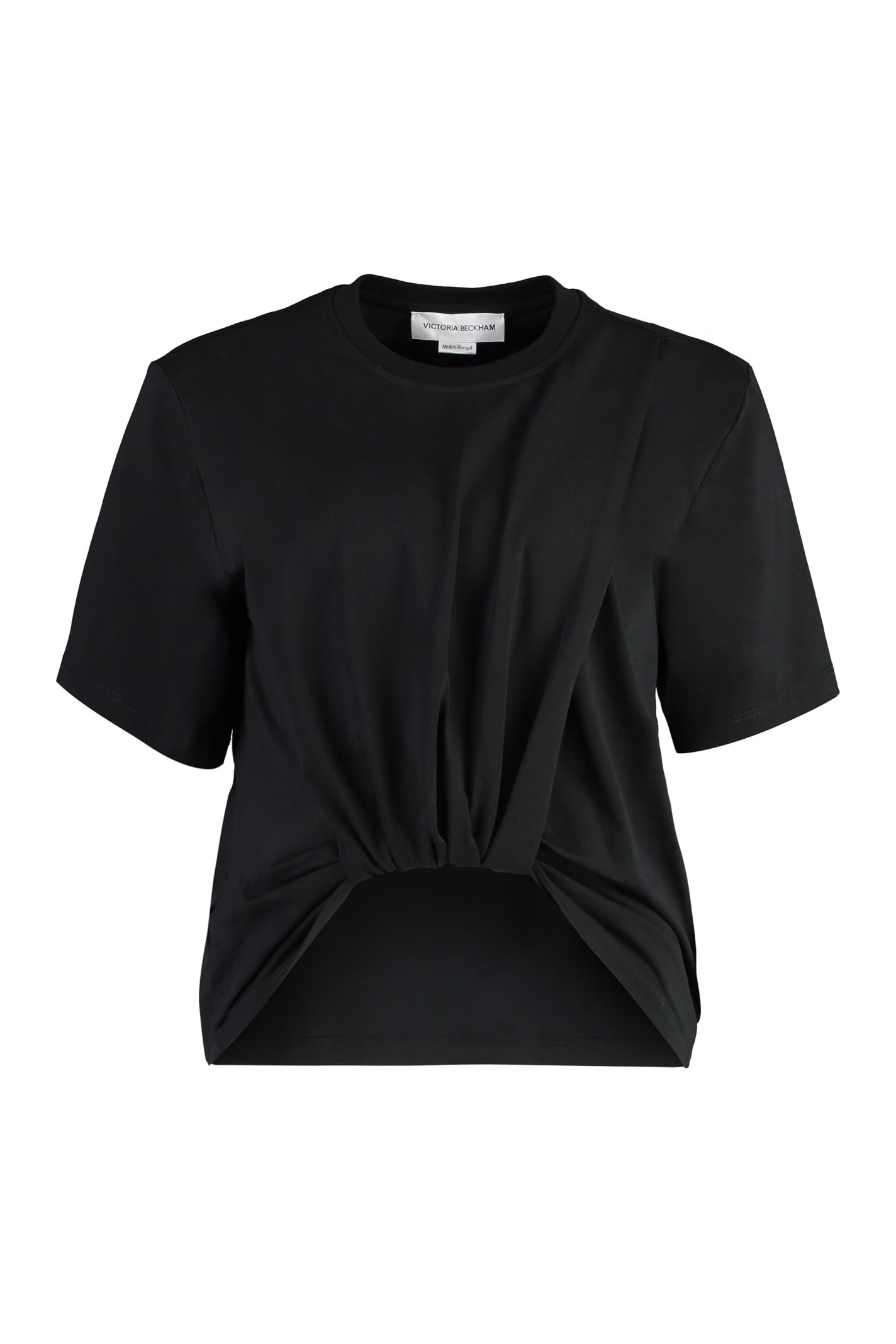 Shop Victoria Beckham Cotton Crew-neck T-shirt In Black