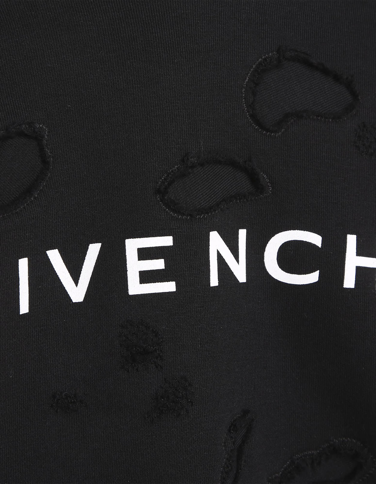 Shop Givenchy Black Hoodie With Logo And Distressed Effect In Nero