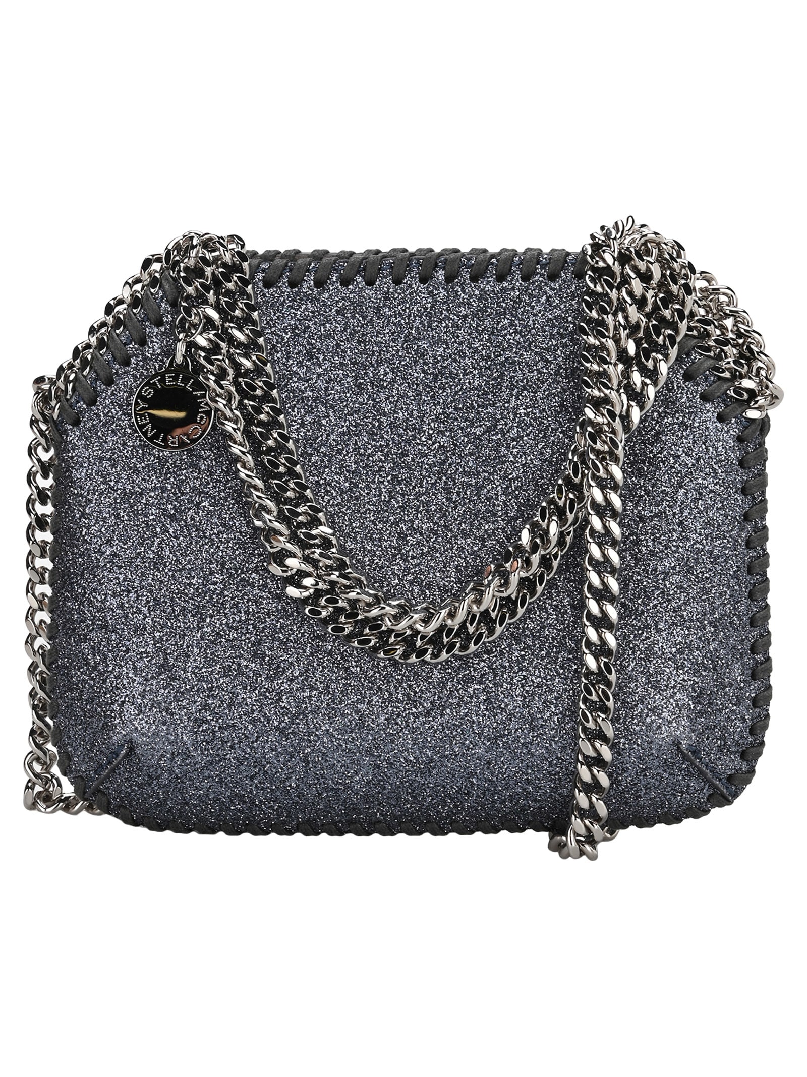 Stella Mccartney Falabella Glittery Mini Shoulder Bag In Grigio