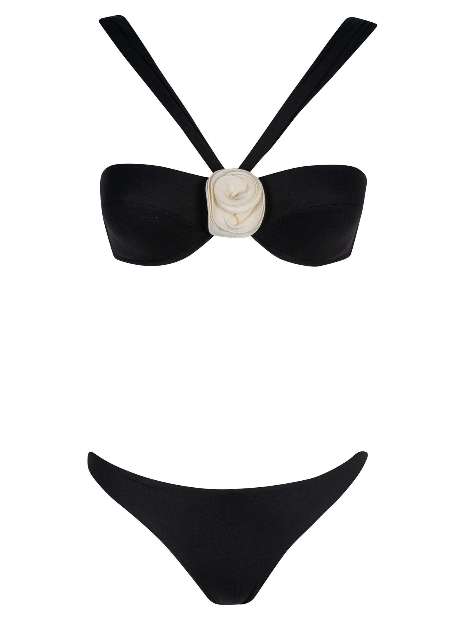 Shop La Reveche Sahar Two-piece Bikini In Black/ivory