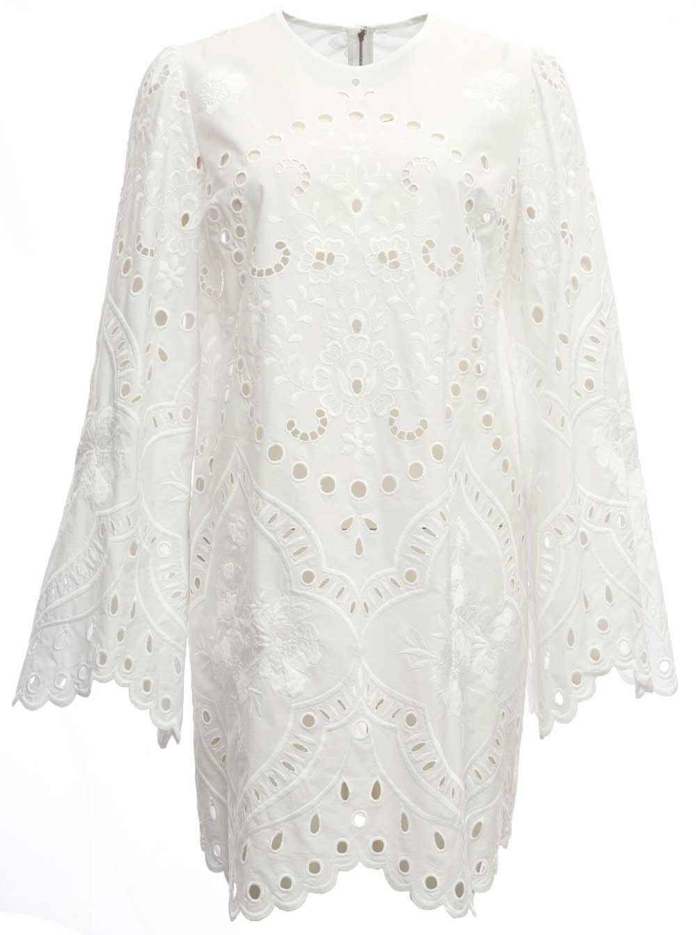 Dolce & Gabbana White Openwork Cotton Poplin Dress