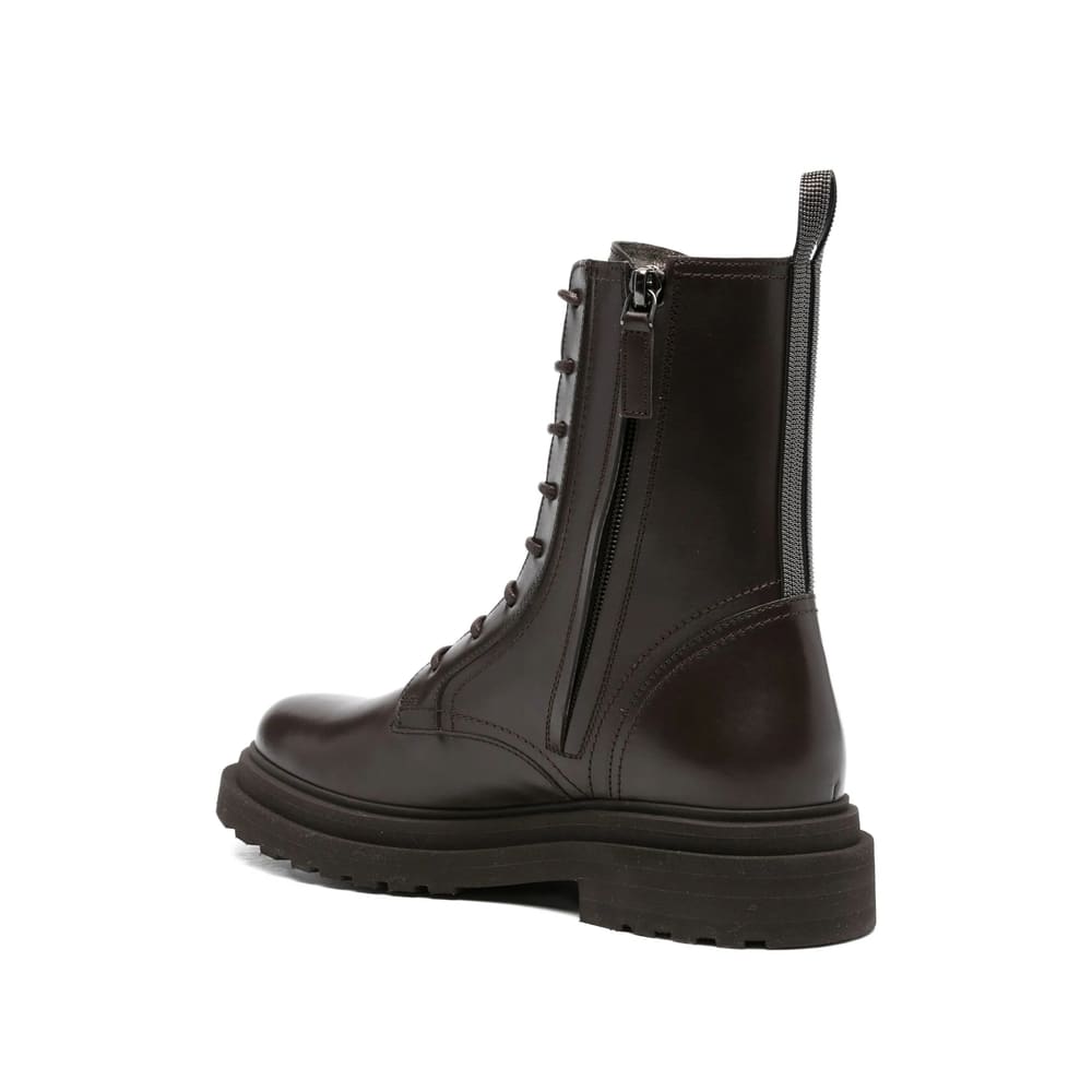 Brunello Cucinelli Leather Ankle Boots In Multi