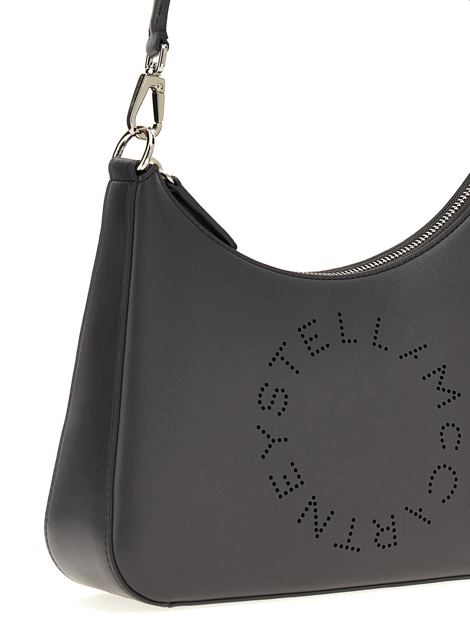 Shop Stella Mccartney Logo Small Shoulder Bag In Slate (grey)