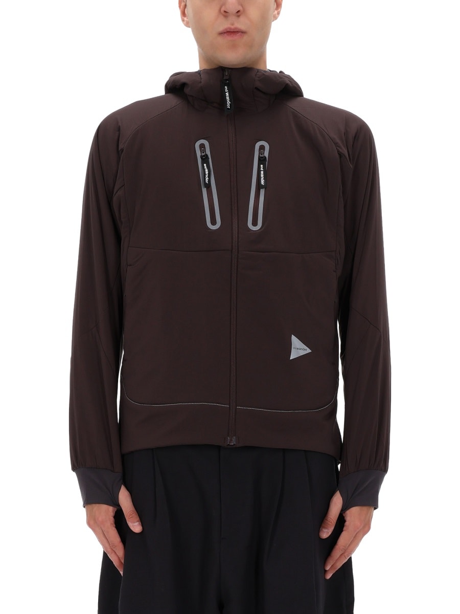 And Wander Hooded Jacket With Long Sleeves And Reflective Accents In Burgundy