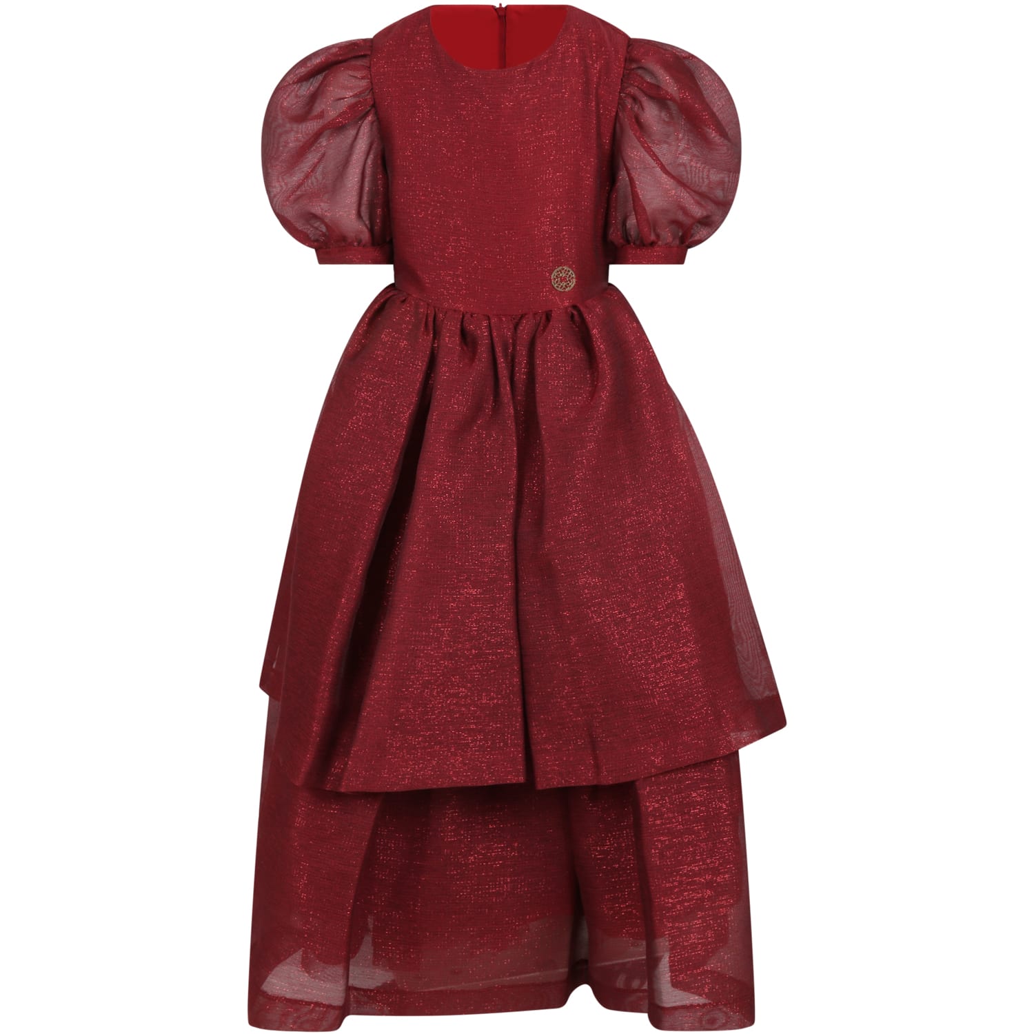 Elie Saab Burgundy Dress For Girl With Golden Patch